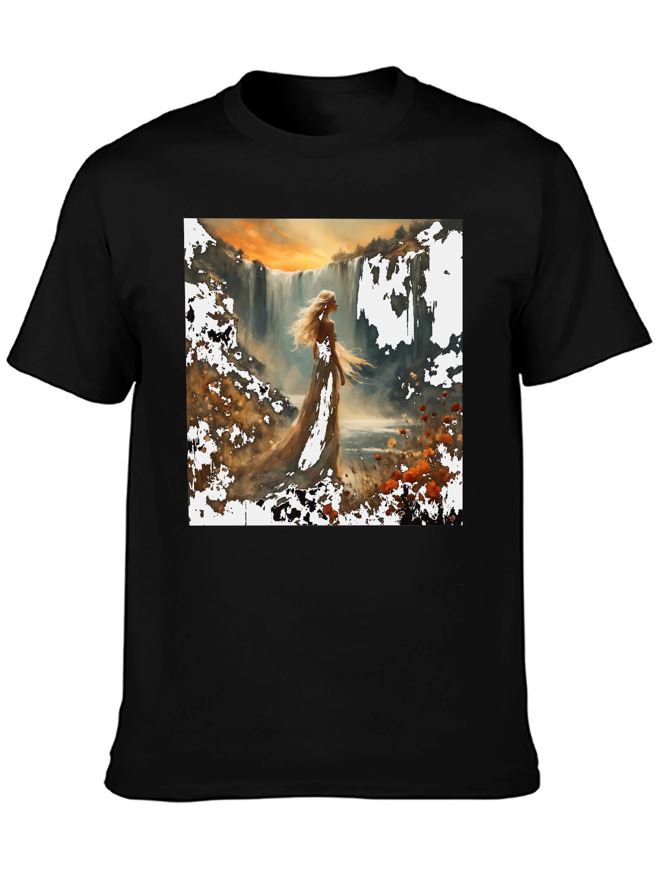 Waterfall Lady T-Shirt - Artistic Nature Design