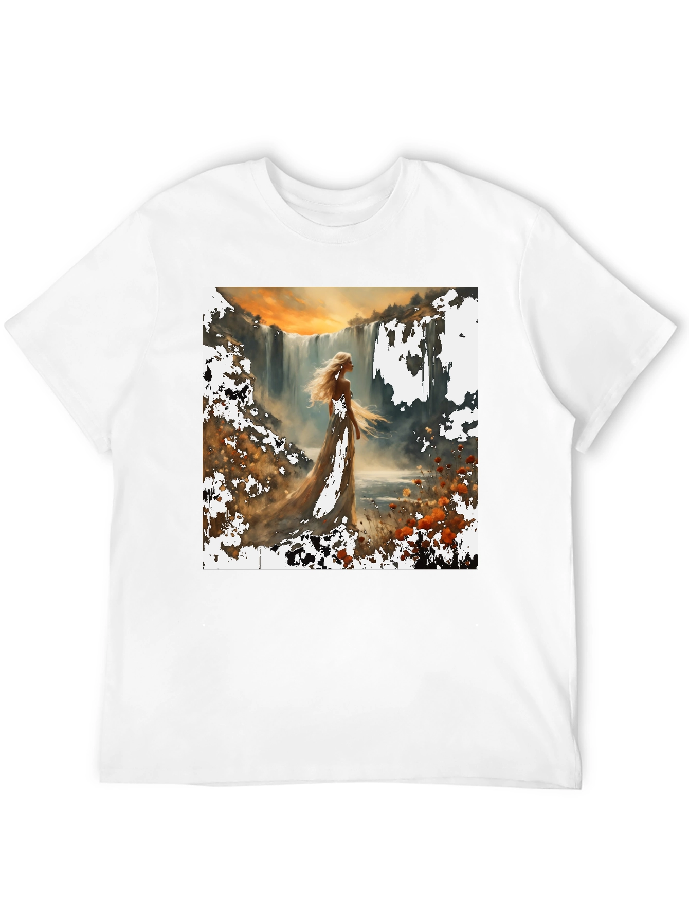 Waterfall Lady T-Shirt - Artistic Nature Design