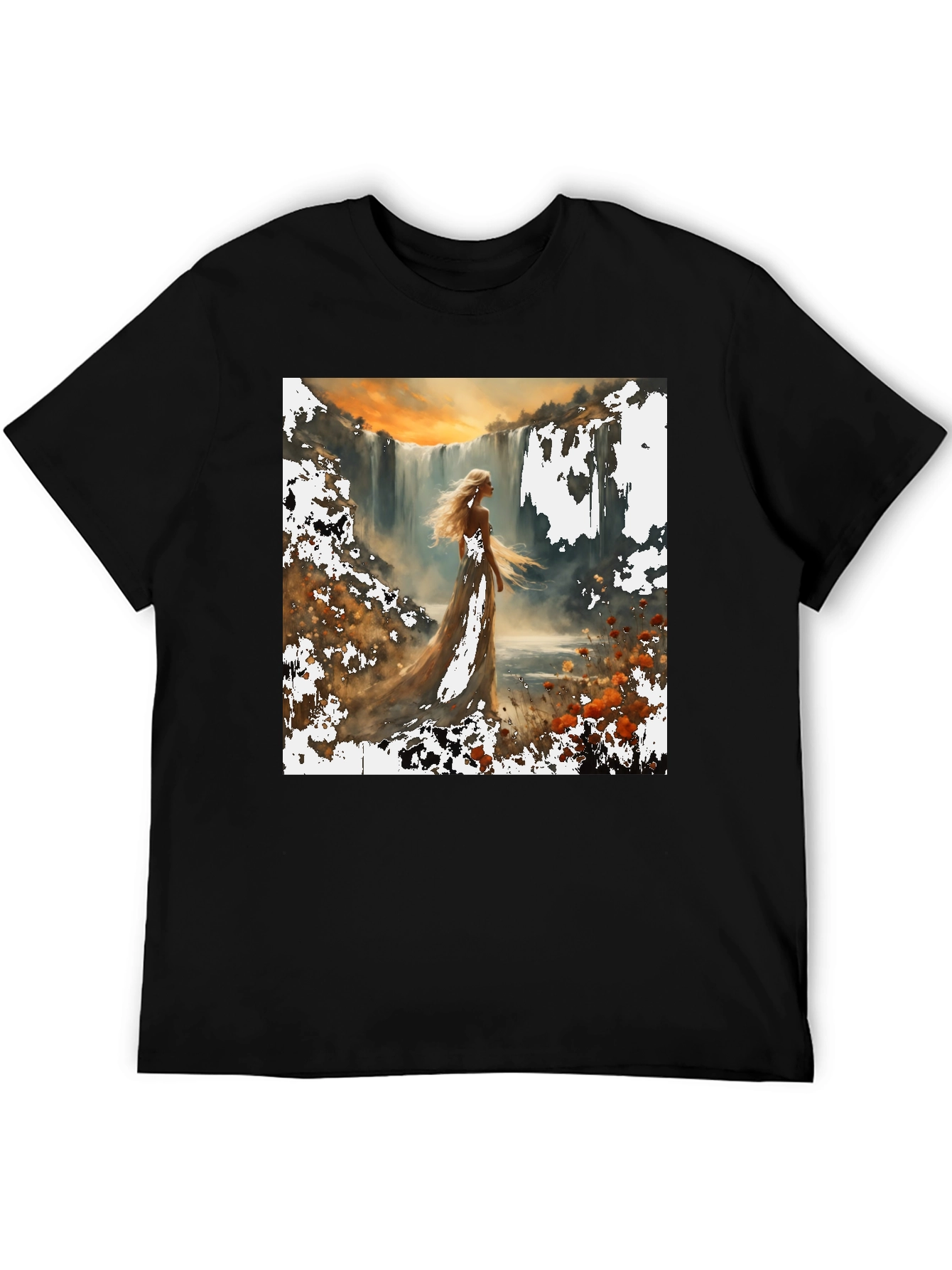 Waterfall Lady T-Shirt - Artistic Nature Design