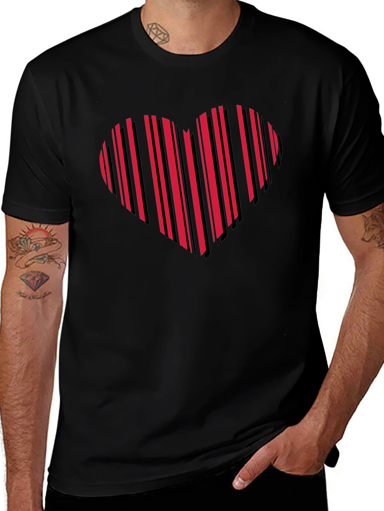 Heart Barcode Graphic Tee - Black