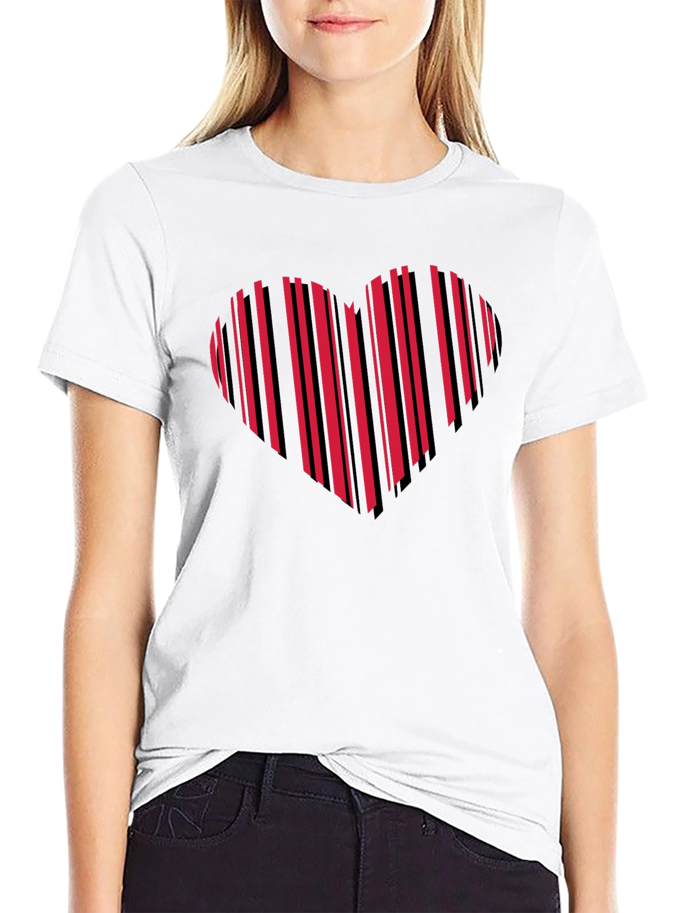 Heart Barcode Graphic Tee - Black