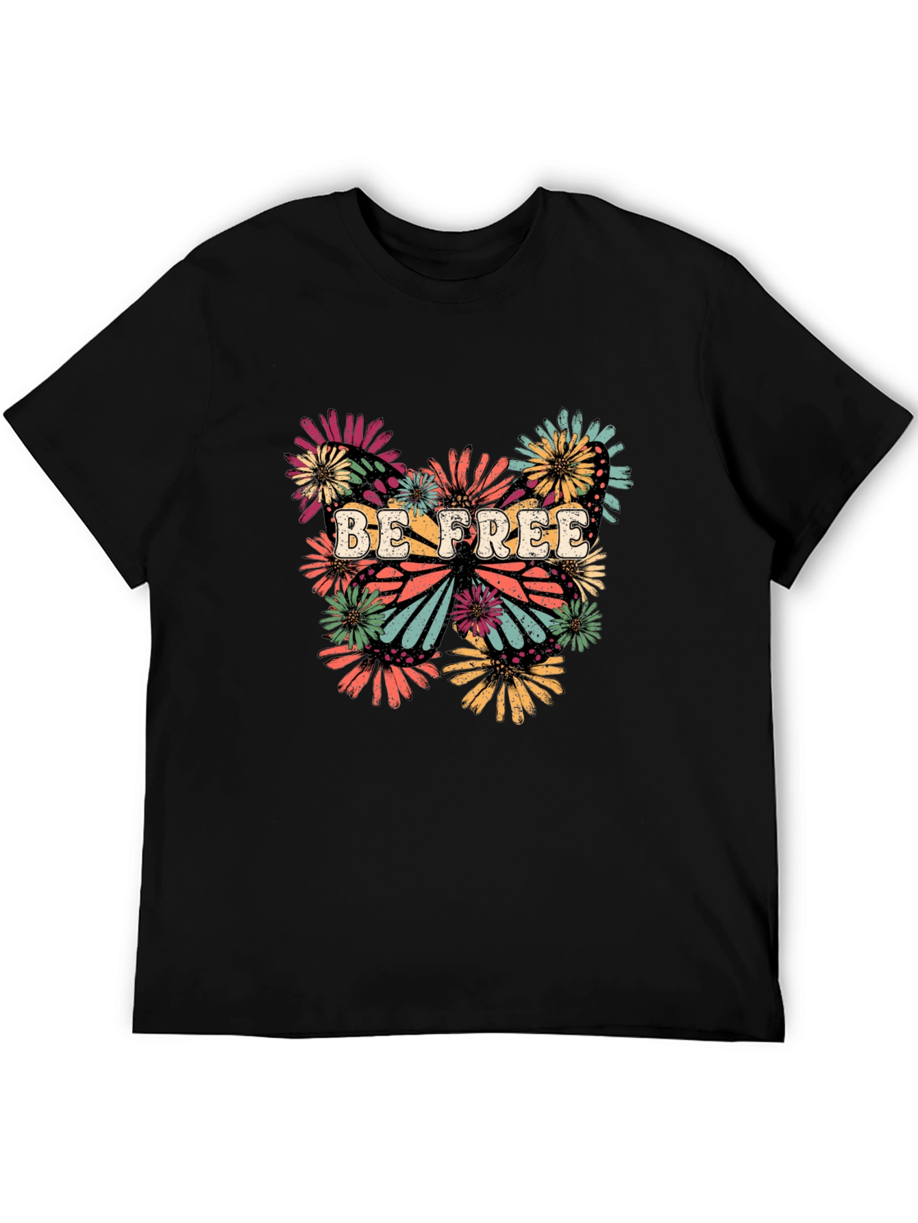 Be Free Butterfly Graphic Tee - Stylish Black T-Shirt