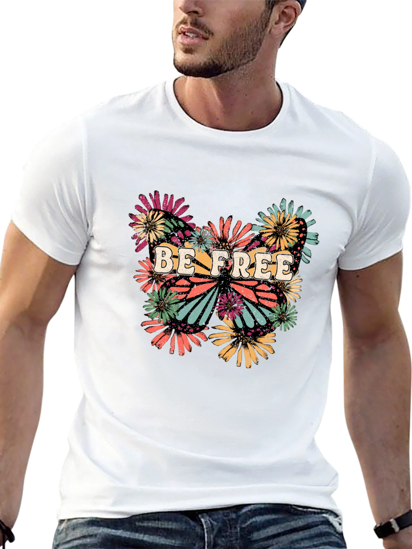 Be Free Butterfly Graphic Tee - Stylish Black T-Shirt