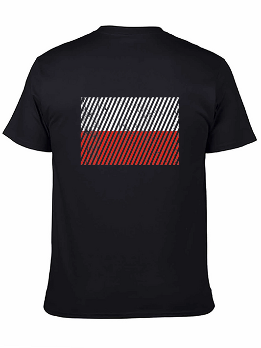 Poland Flag Diagonal Stripe Black T-Shirt
