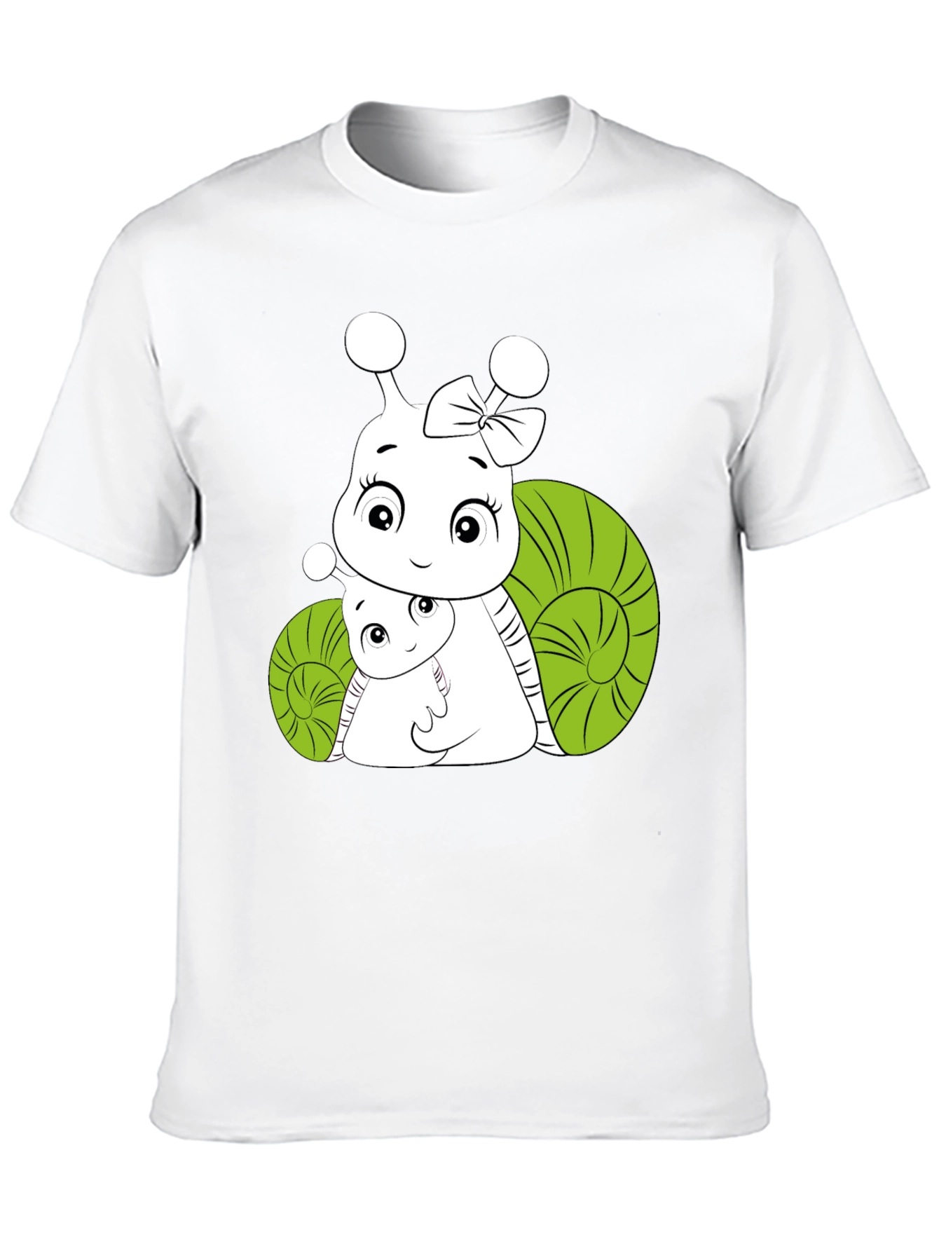 Snail Family Graphic Tee - Black Cotton T-Shirt