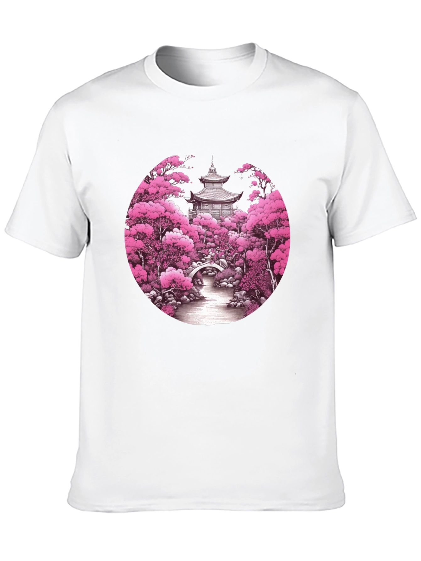 Cherry Blossom Temple Graphic T-Shirt