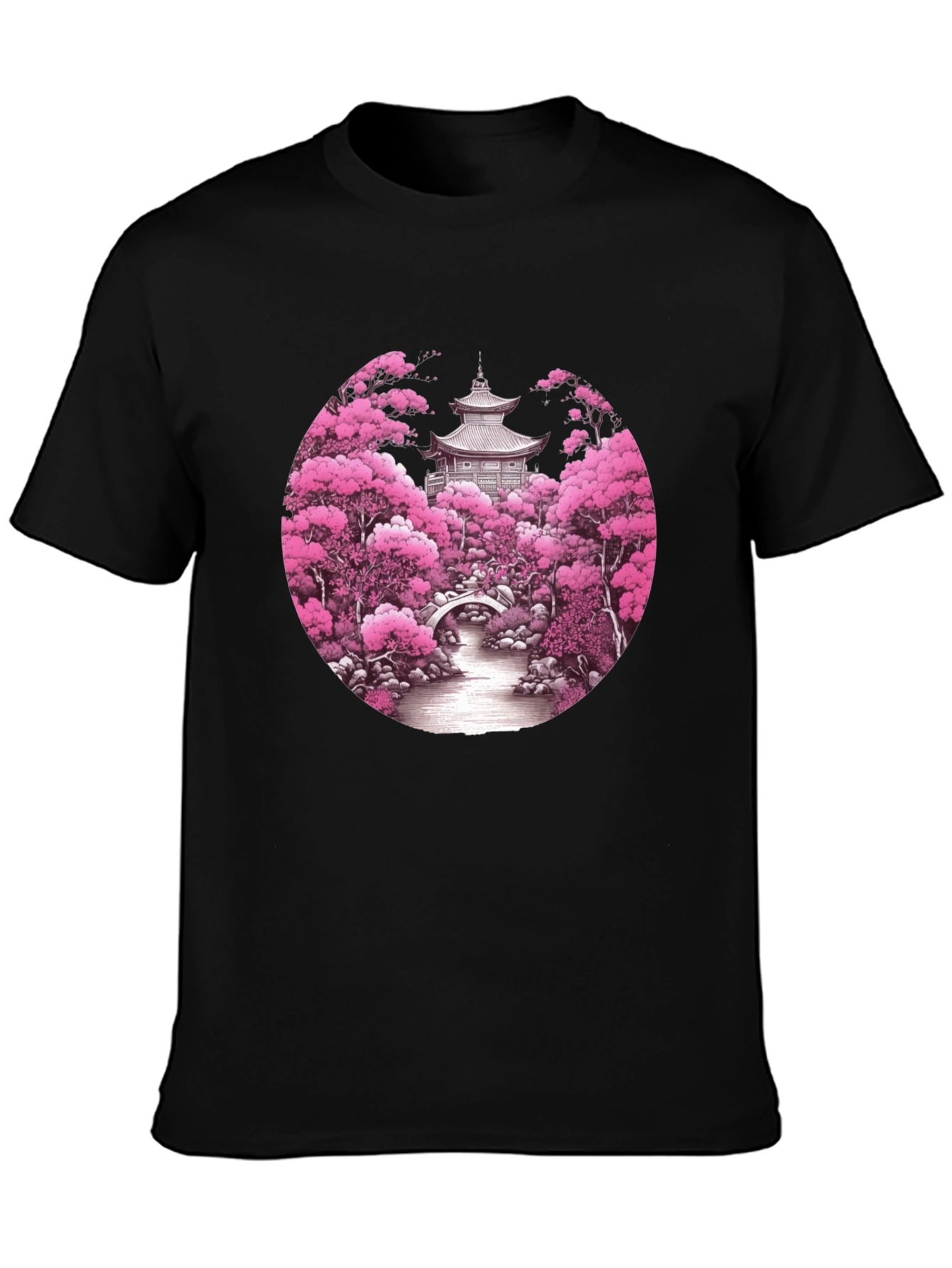 Cherry Blossom Temple Graphic T-Shirt