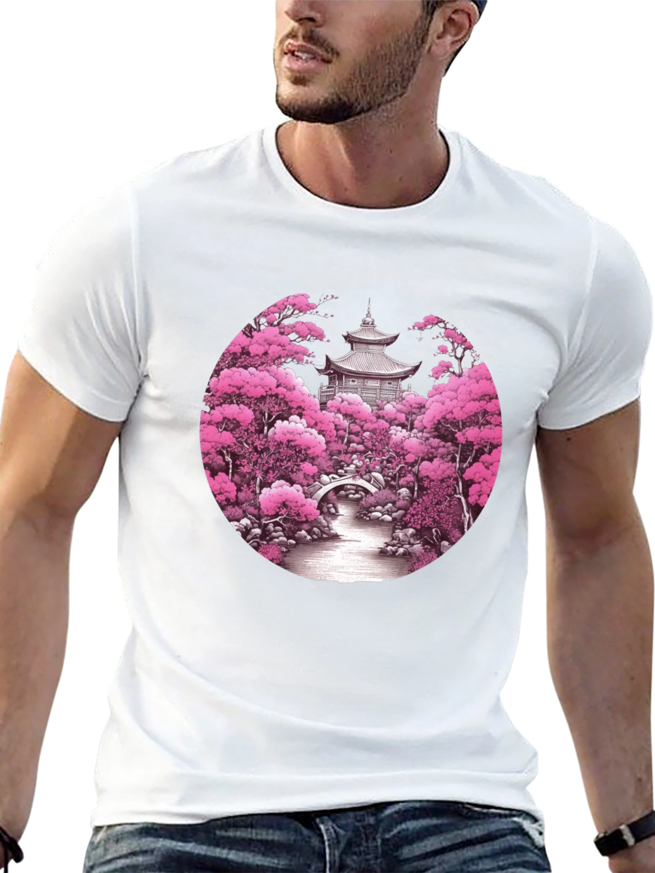 Cherry Blossom Temple Graphic T-Shirt