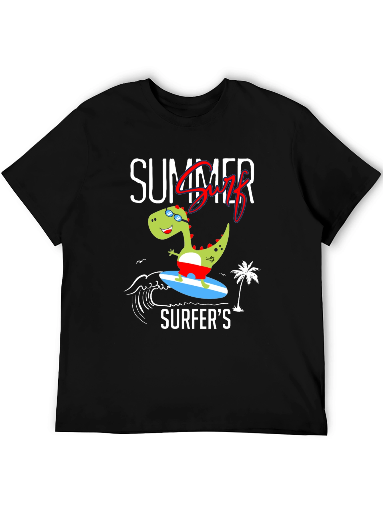 Summer Surfer Dinosaur Graphic Tee