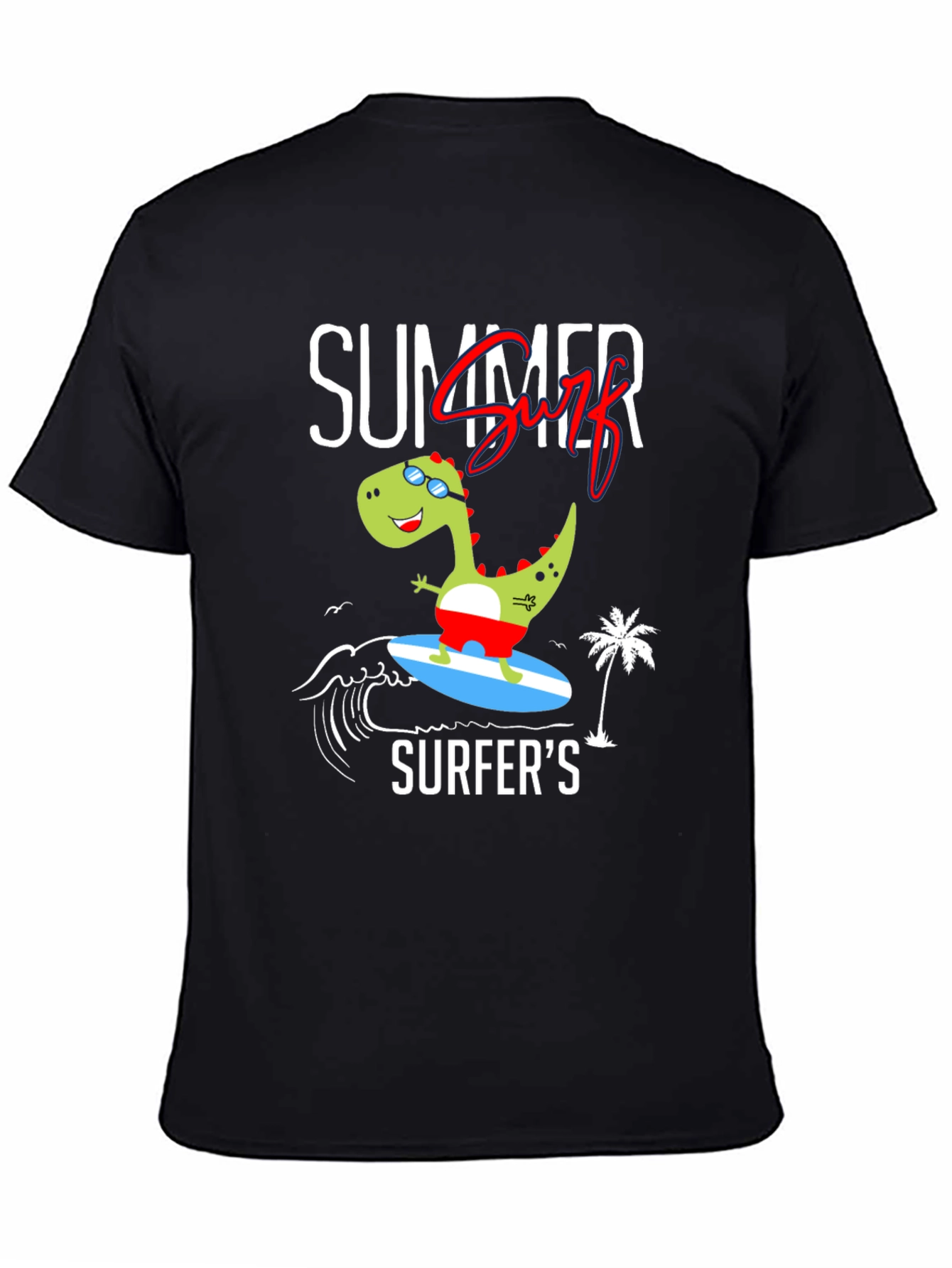 Summer Surfer Dinosaur Graphic Tee