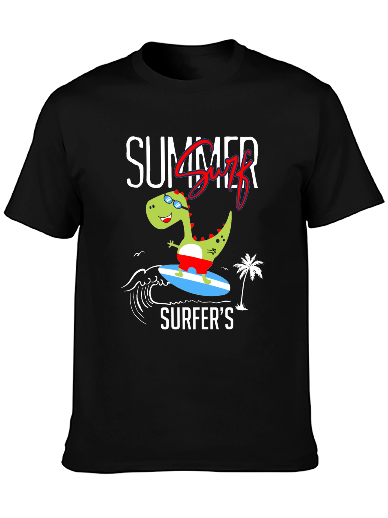 Summer Surfer Dinosaur Graphic Tee