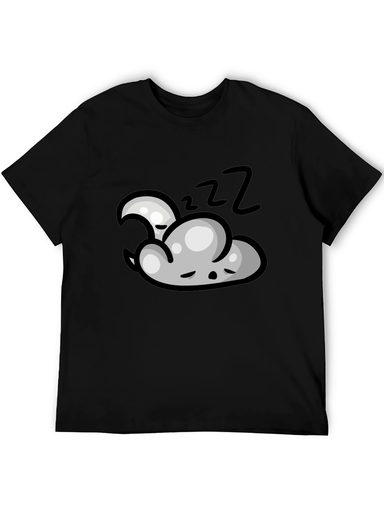 Dreamy Sleep Cloud Graphic Tee - Black Cotton T-Shirt