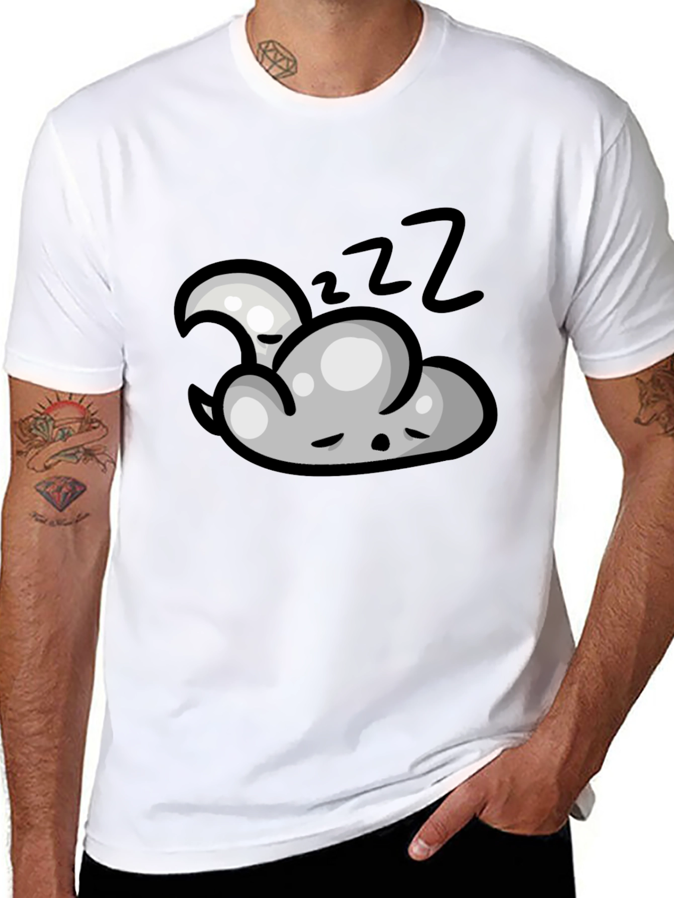 Dreamy Sleep Cloud Graphic Tee - Black Cotton T-Shirt
