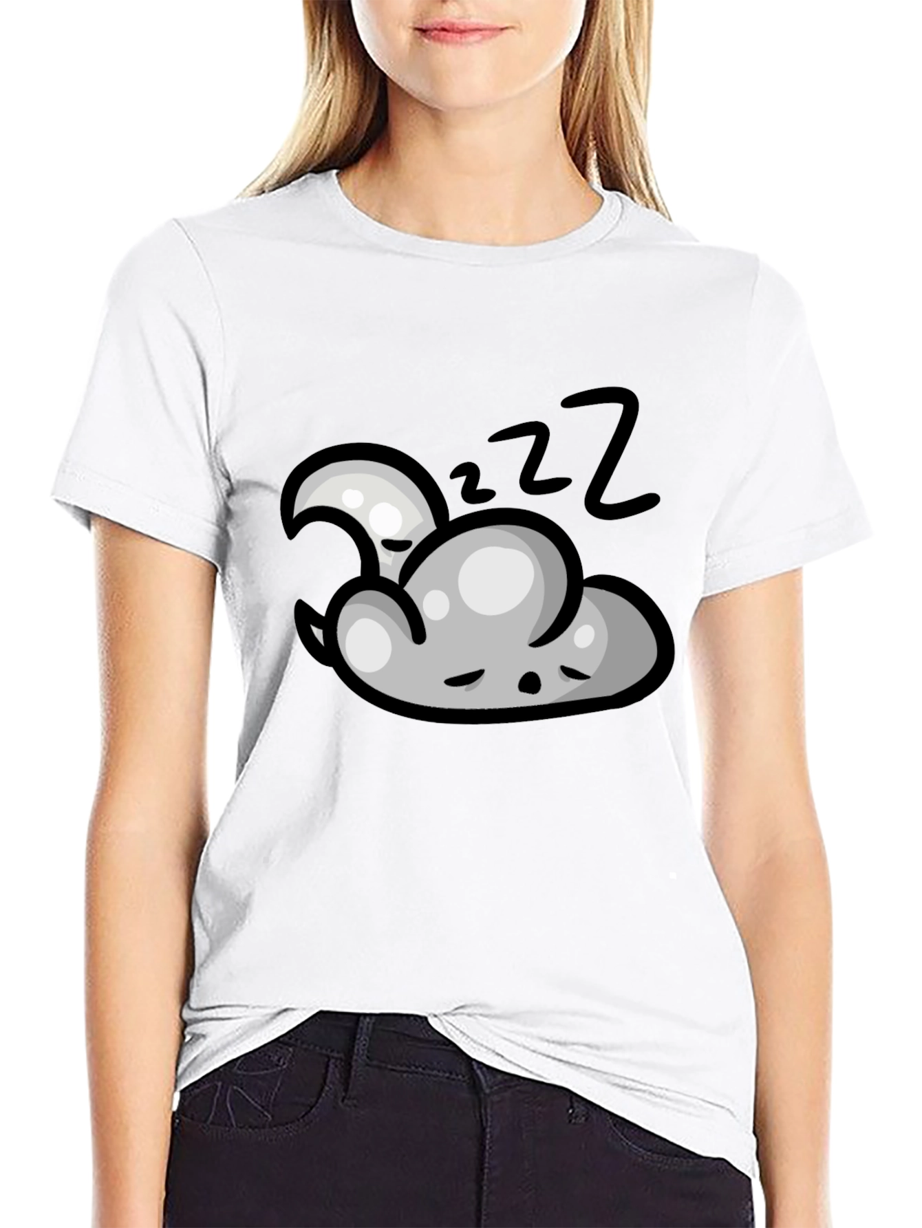 Dreamy Sleep Cloud Graphic Tee - Black Cotton T-Shirt