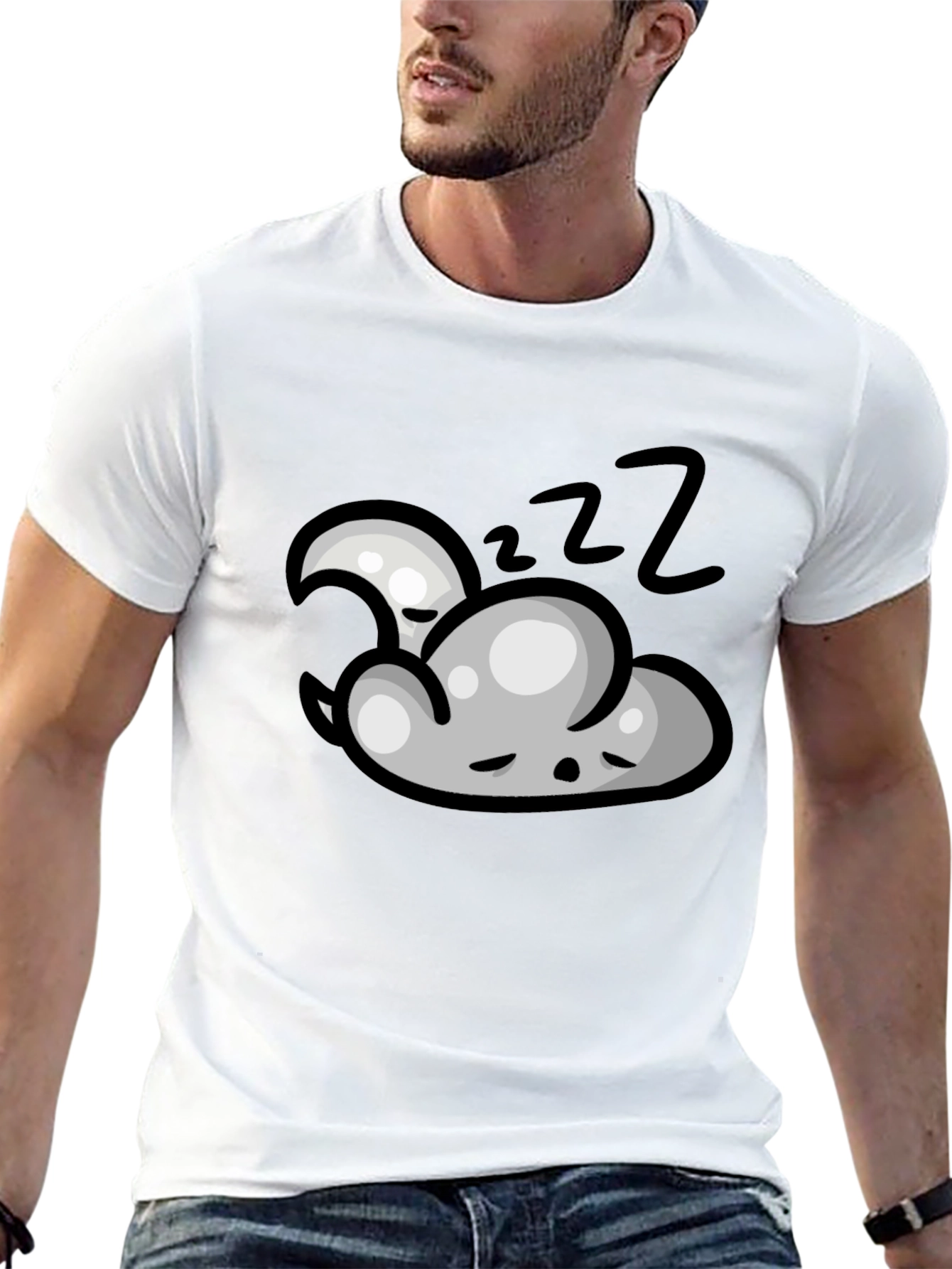 Dreamy Sleep Cloud Graphic Tee - Black Cotton T-Shirt