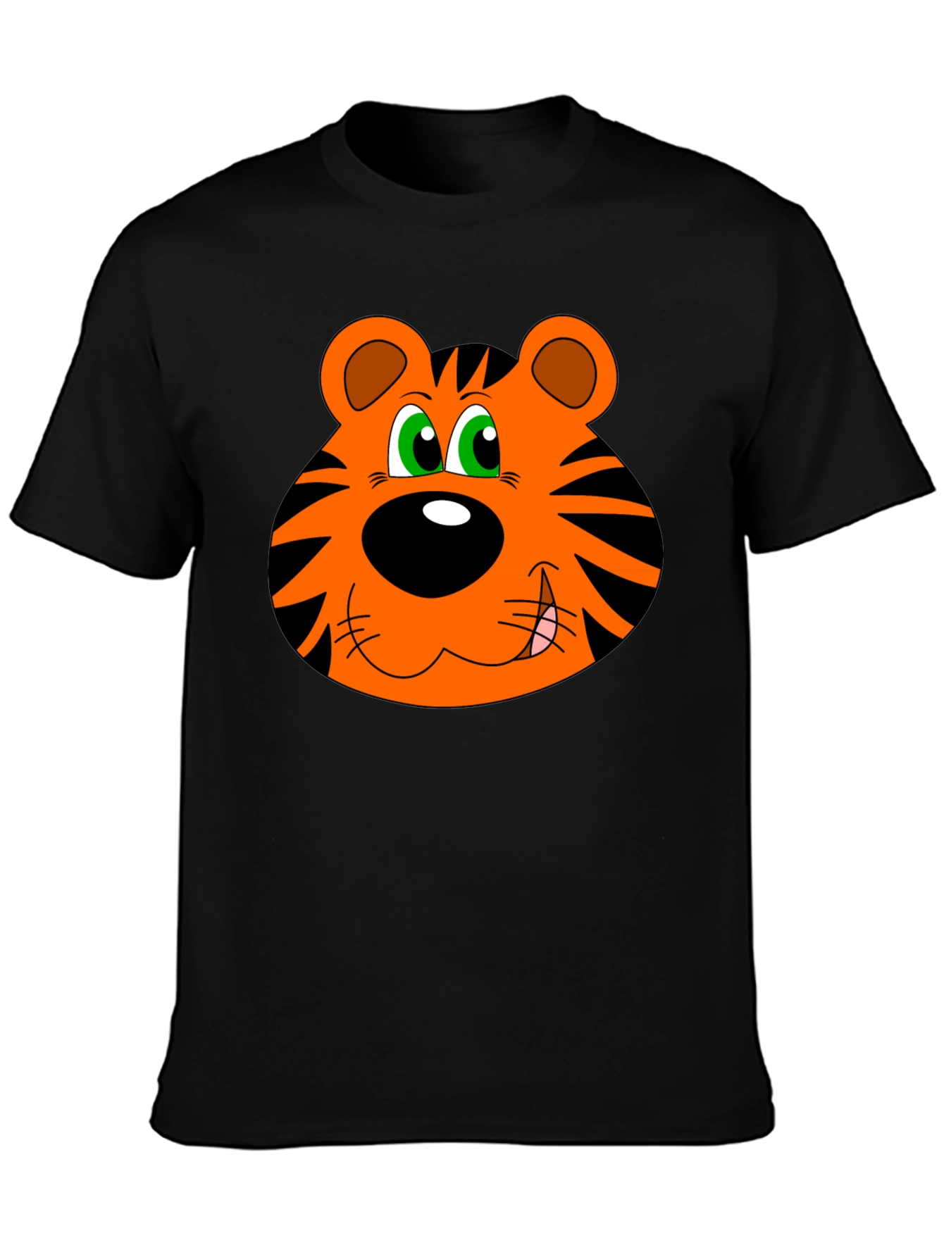 Cartoon Tiger Graphic T-Shirt - Black