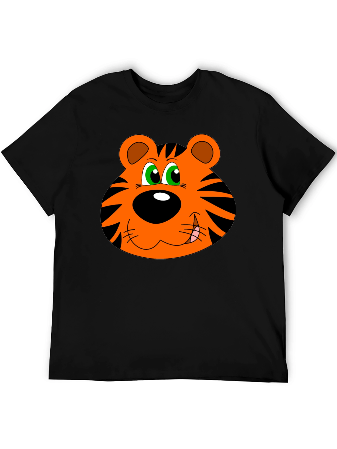 Cartoon Tiger Graphic T-Shirt - Black