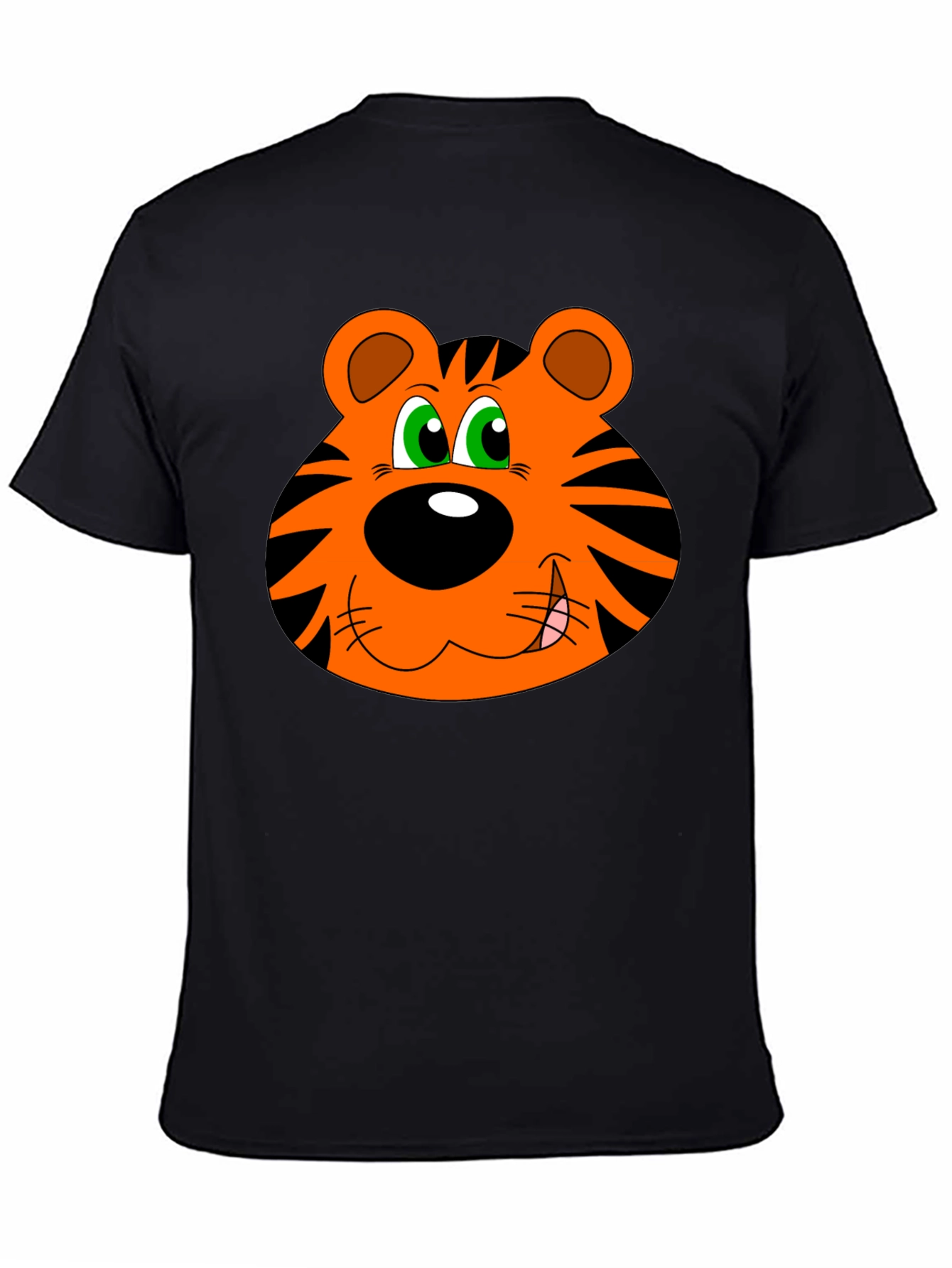 Cartoon Tiger Graphic T-Shirt - Black