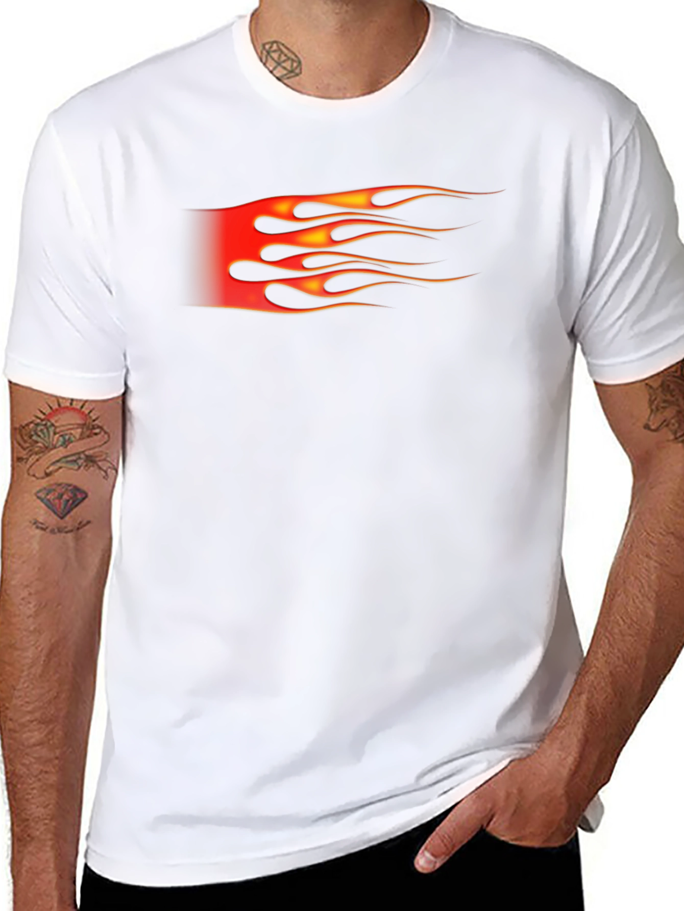 Flame Graphic Black T-Shirt for Men