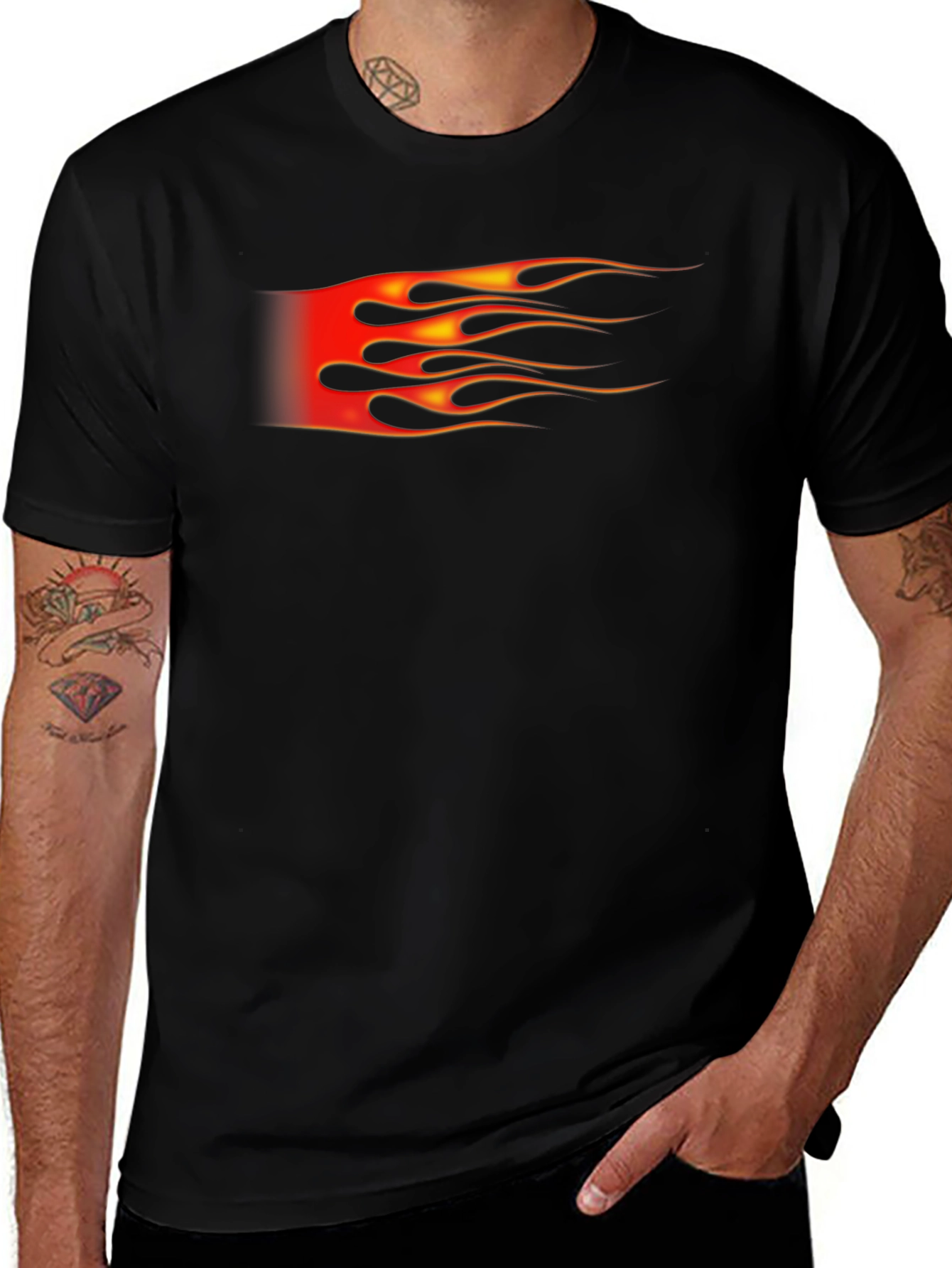 Flame Graphic Black T-Shirt for Men