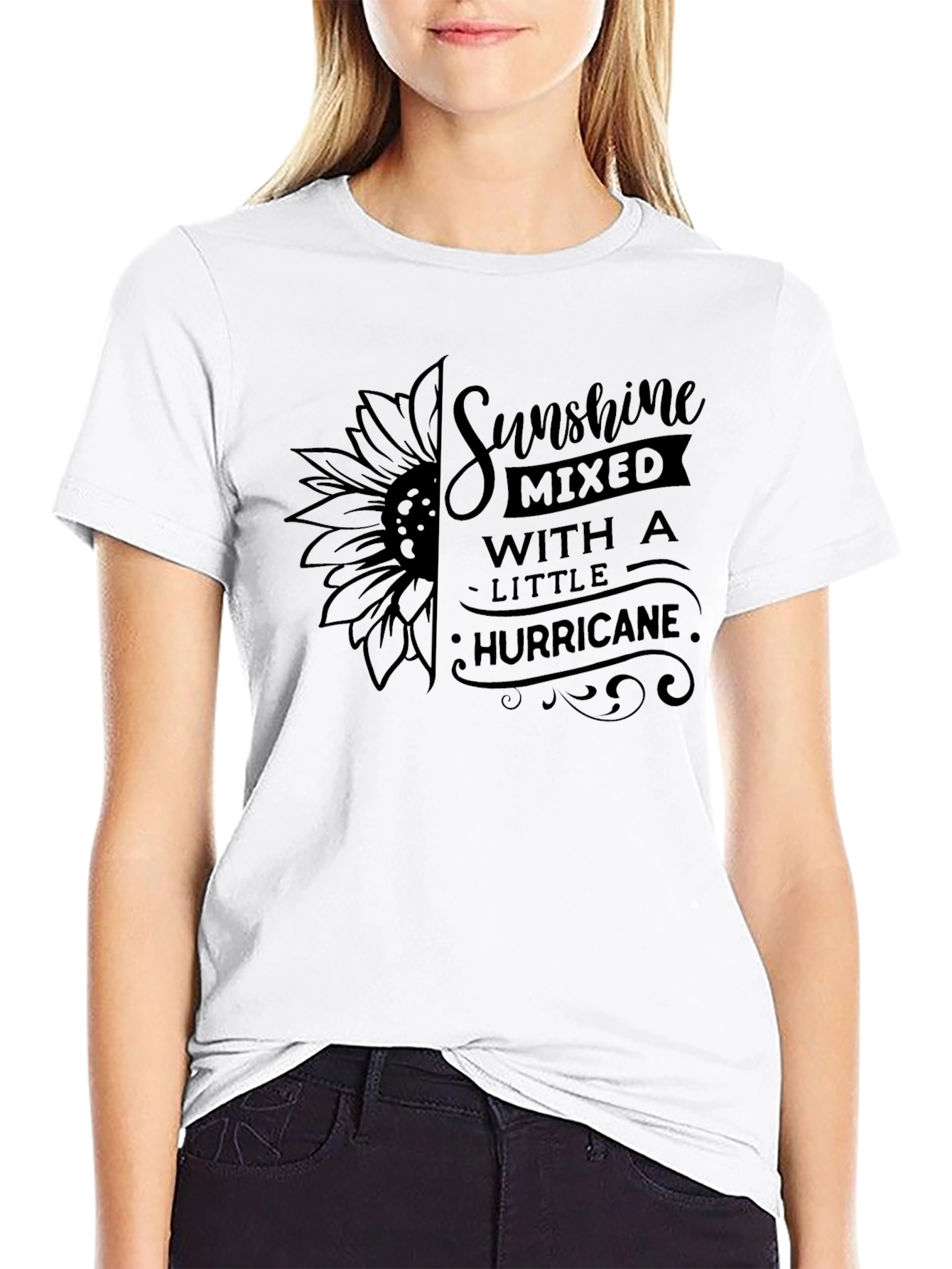 Sunshine Mixed With A Little Hurricane Black Tee