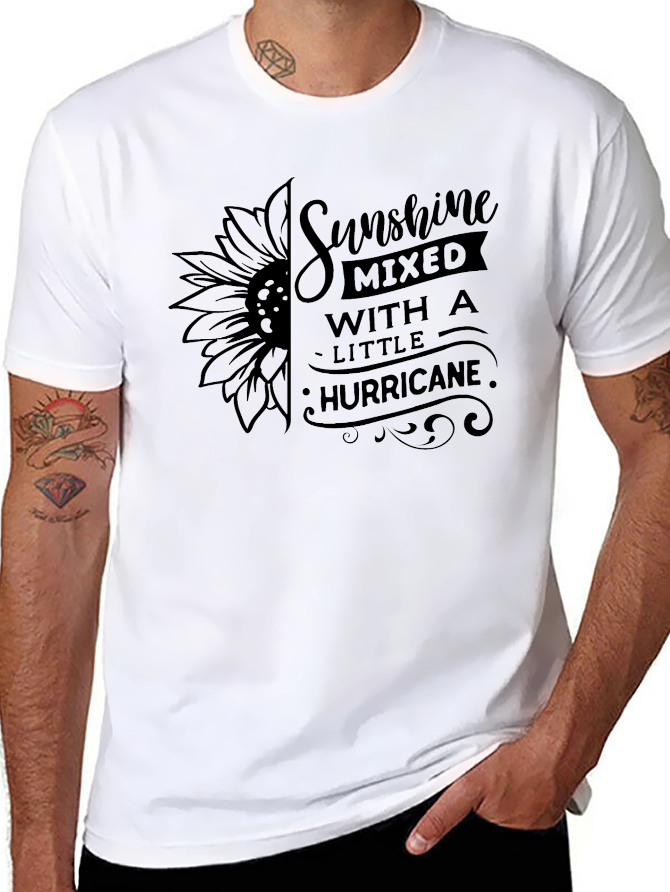 Sunshine Mixed With A Little Hurricane Black Tee