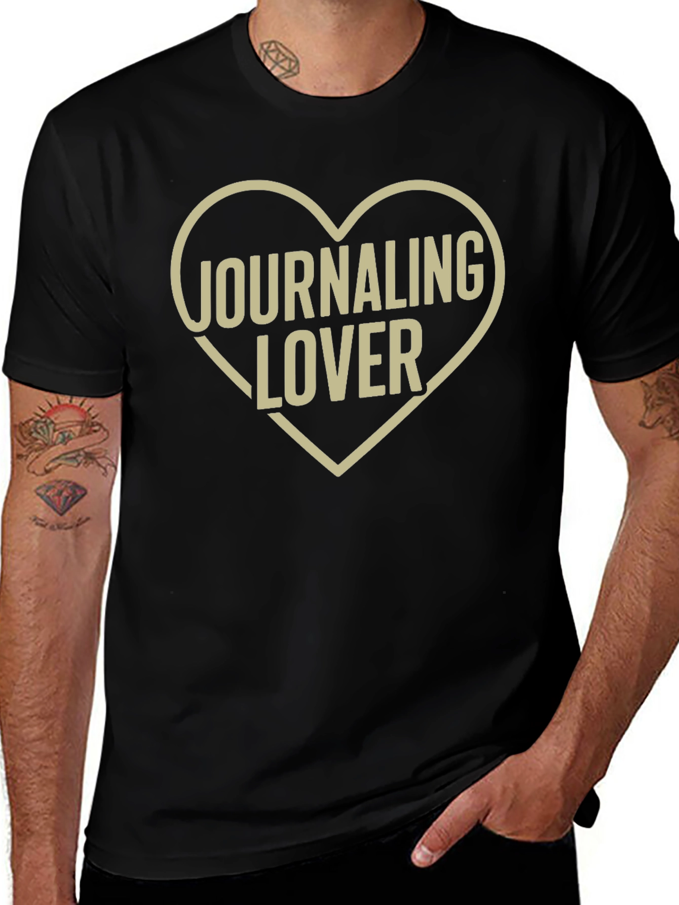 Journaling Lover Heart T-Shirt - Black Cotton Tee