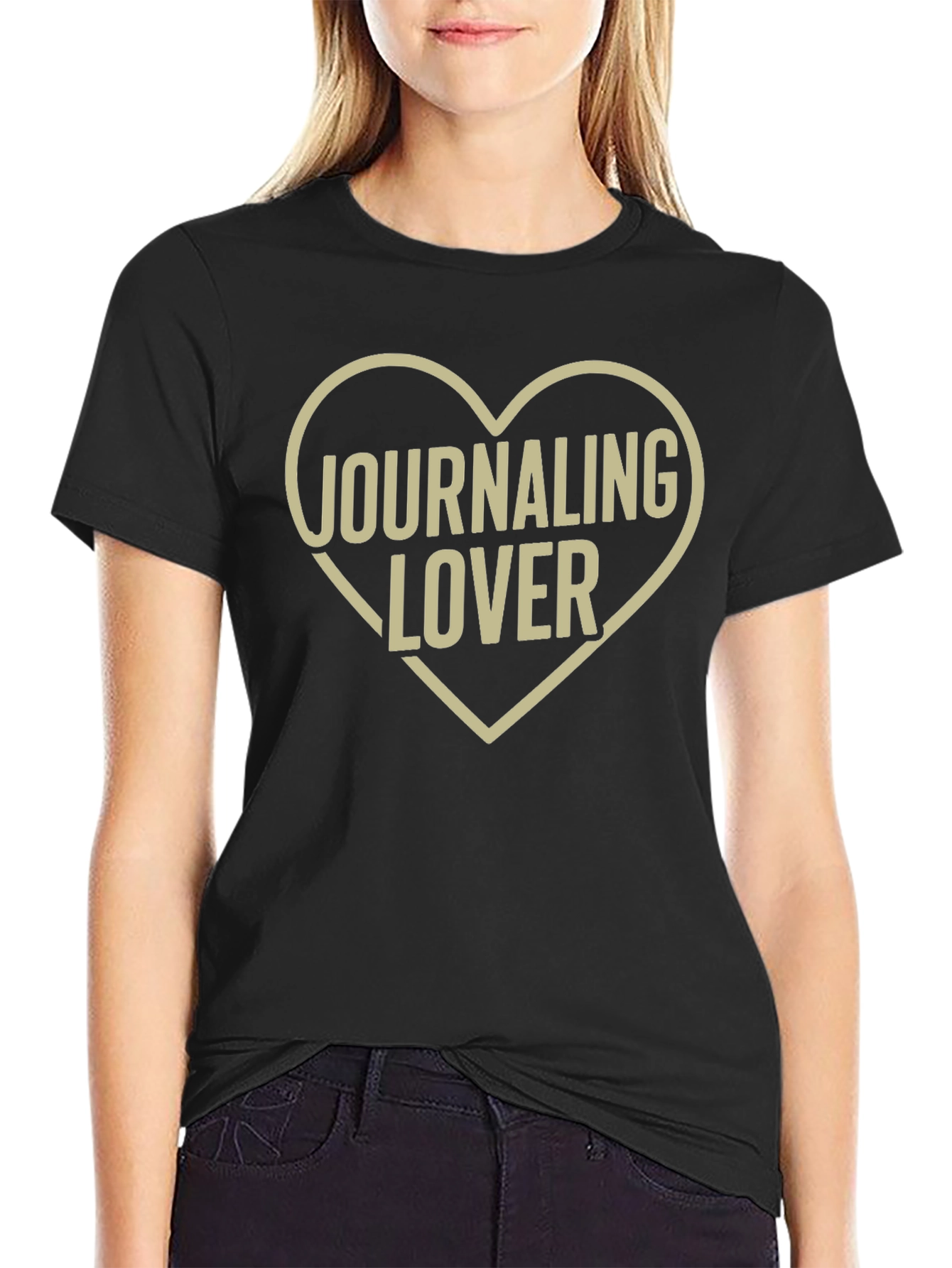 Journaling Lover Heart T-Shirt - Black Cotton Tee