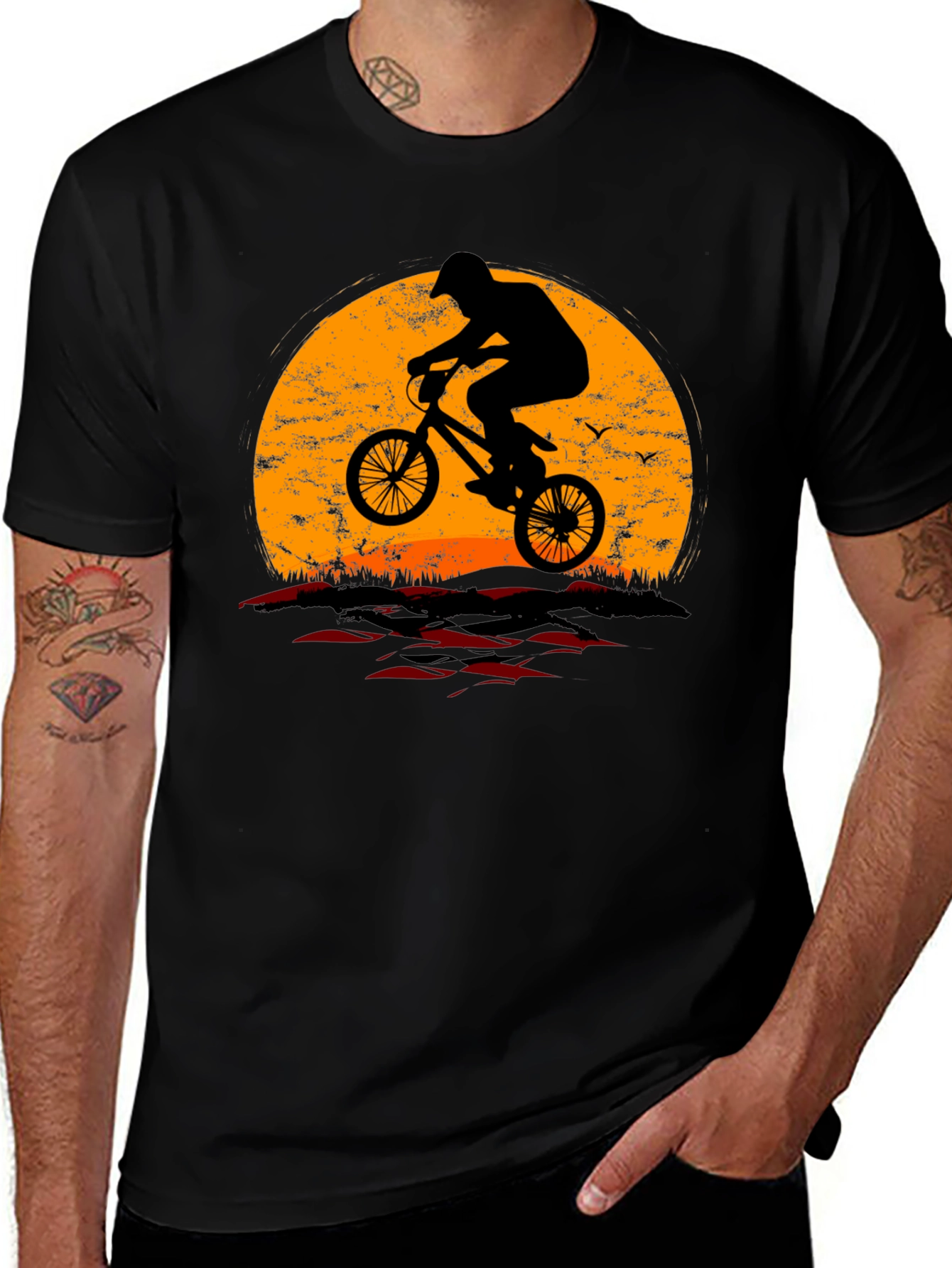 Sunset Silhouette BMX Rider Graphic T-Shirt