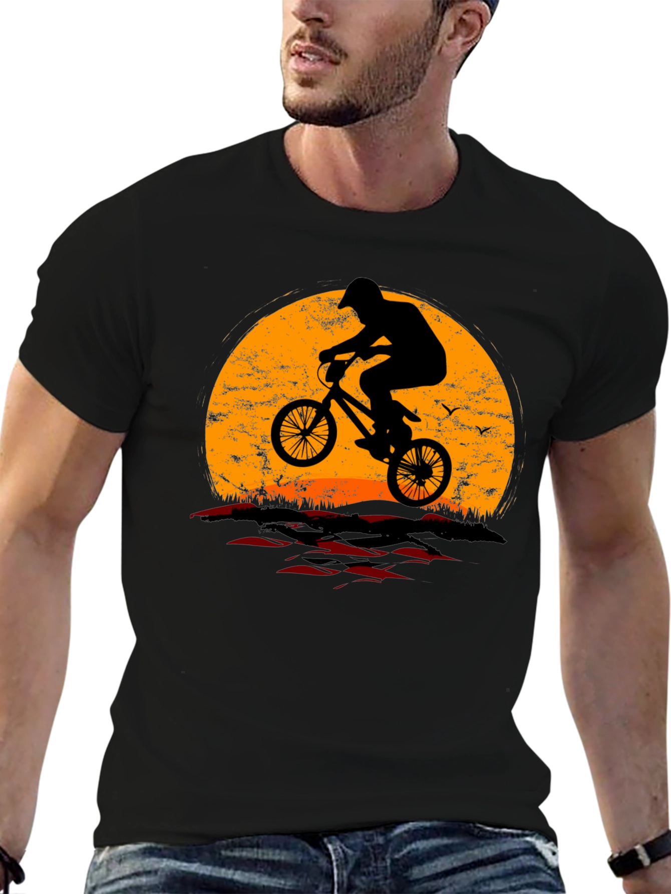 Sunset Silhouette BMX Rider Graphic T-Shirt