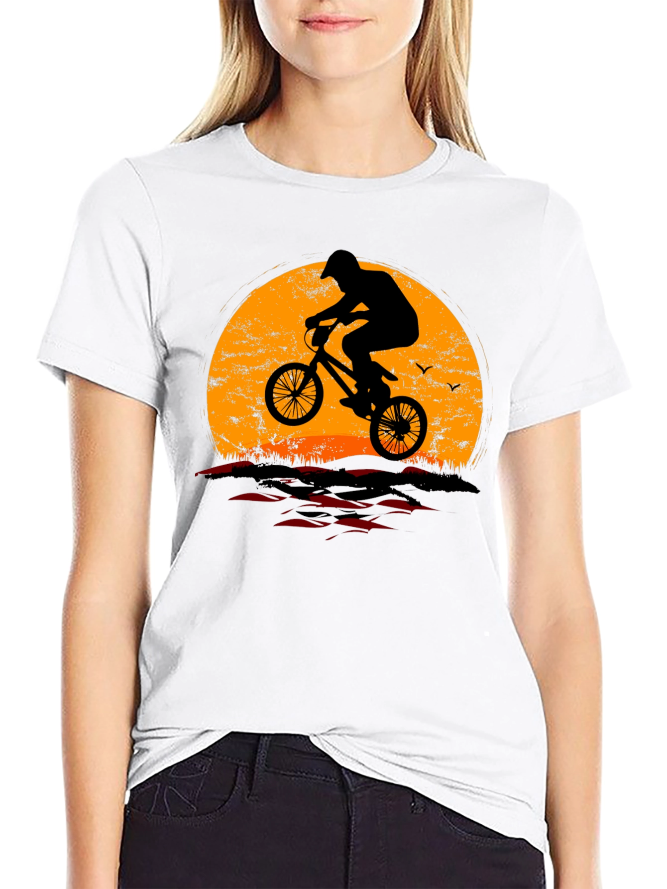 Sunset Silhouette BMX Rider Graphic T-Shirt
