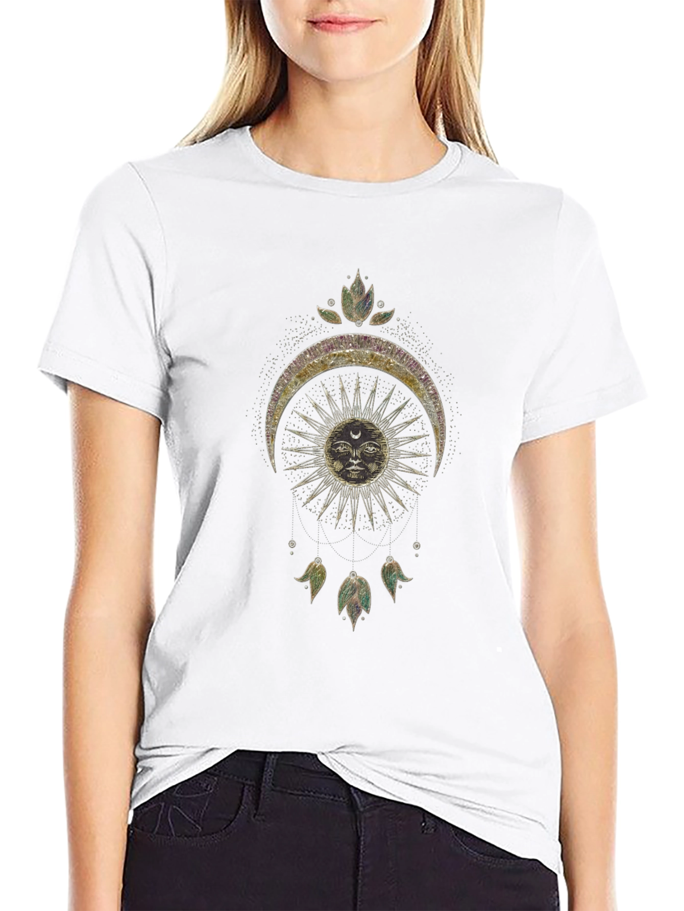Celestial Sun & Moon Graphic Tee - Mystical Design