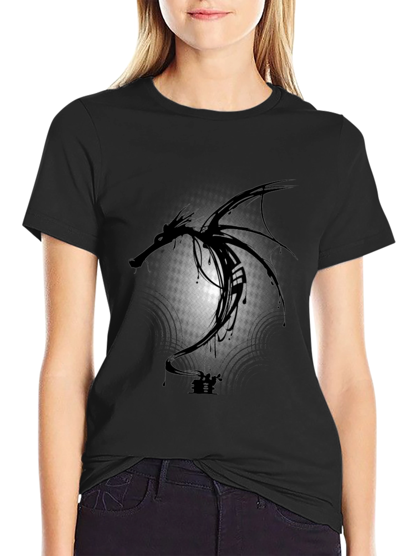 Dragon Graphic Black Tee - Modern Style