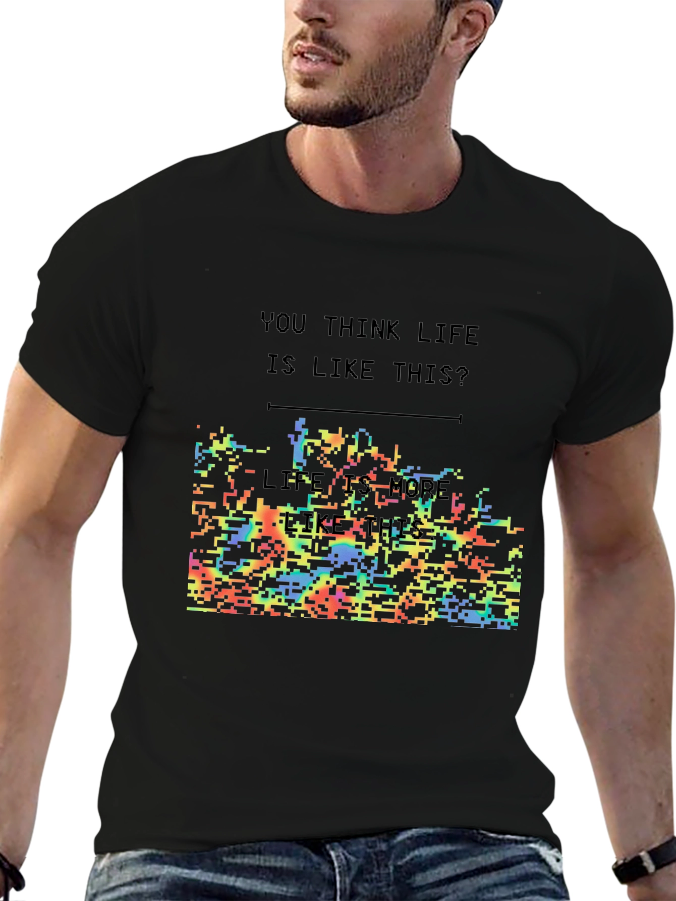 Think Life T-Shirt: Pixelated Conways Game of Life Design