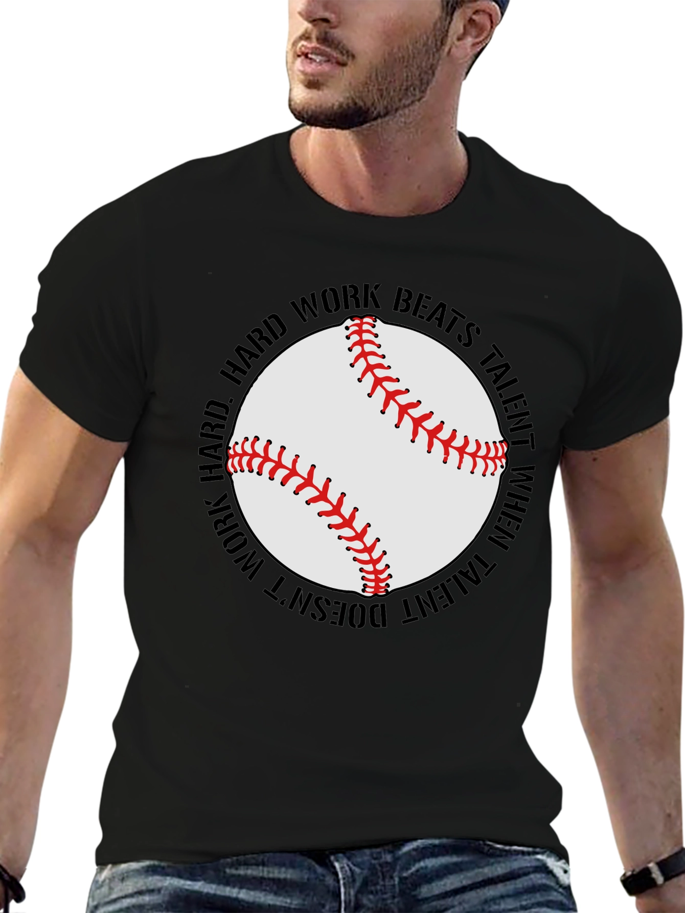 Hard Work Beats Talent Baseball Graphic T-Shirt