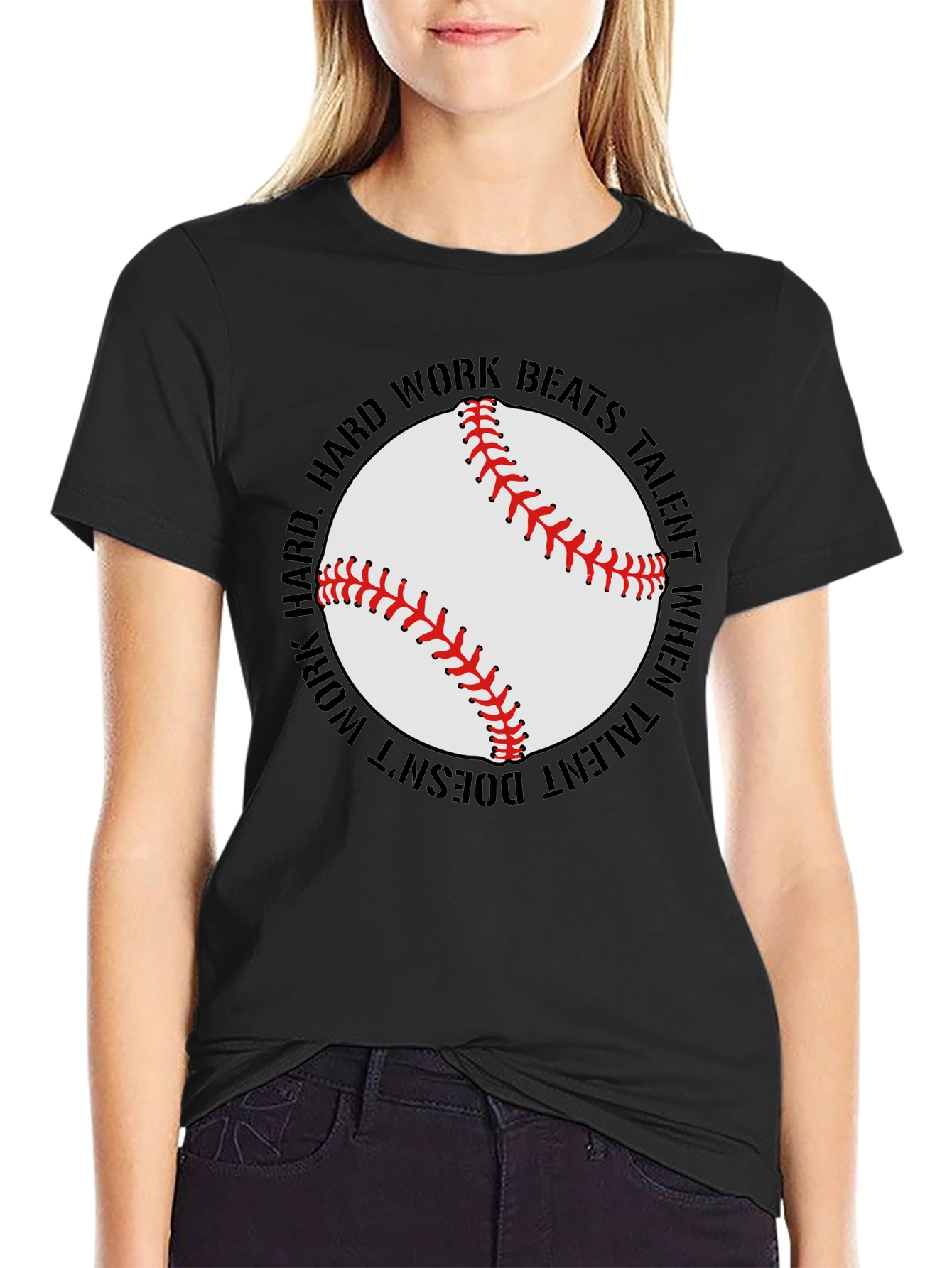 Hard Work Beats Talent Baseball Graphic T-Shirt