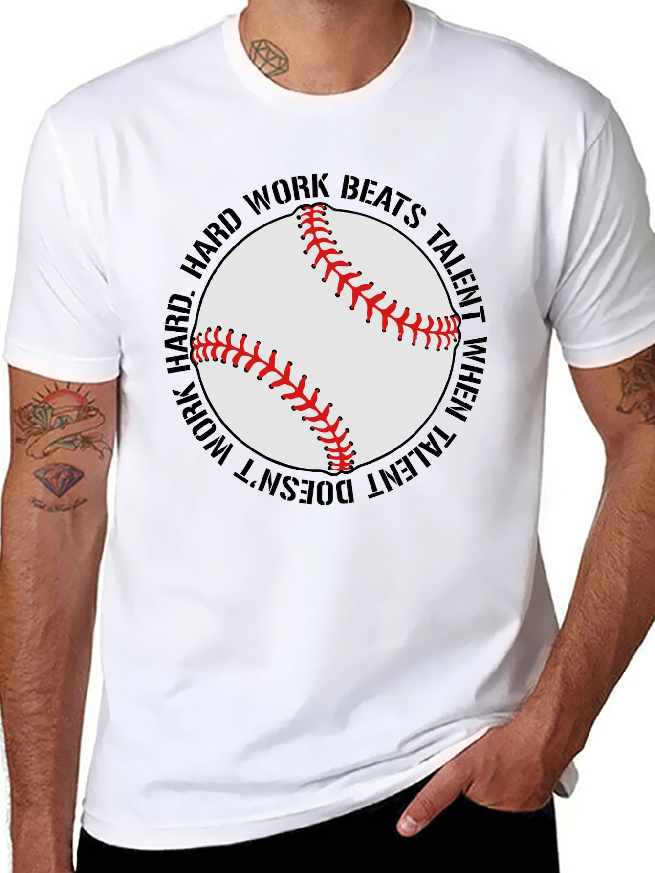 Hard Work Beats Talent Baseball Graphic T-Shirt