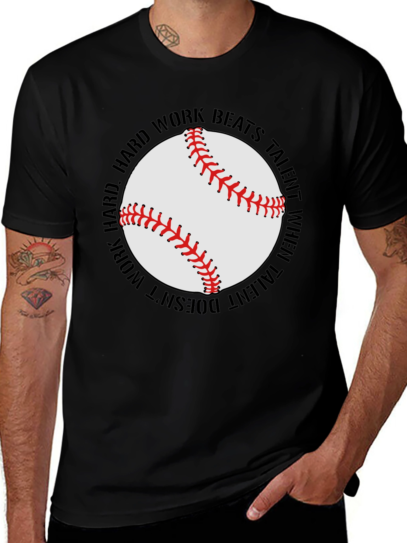 Hard Work Beats Talent Baseball Graphic T-Shirt