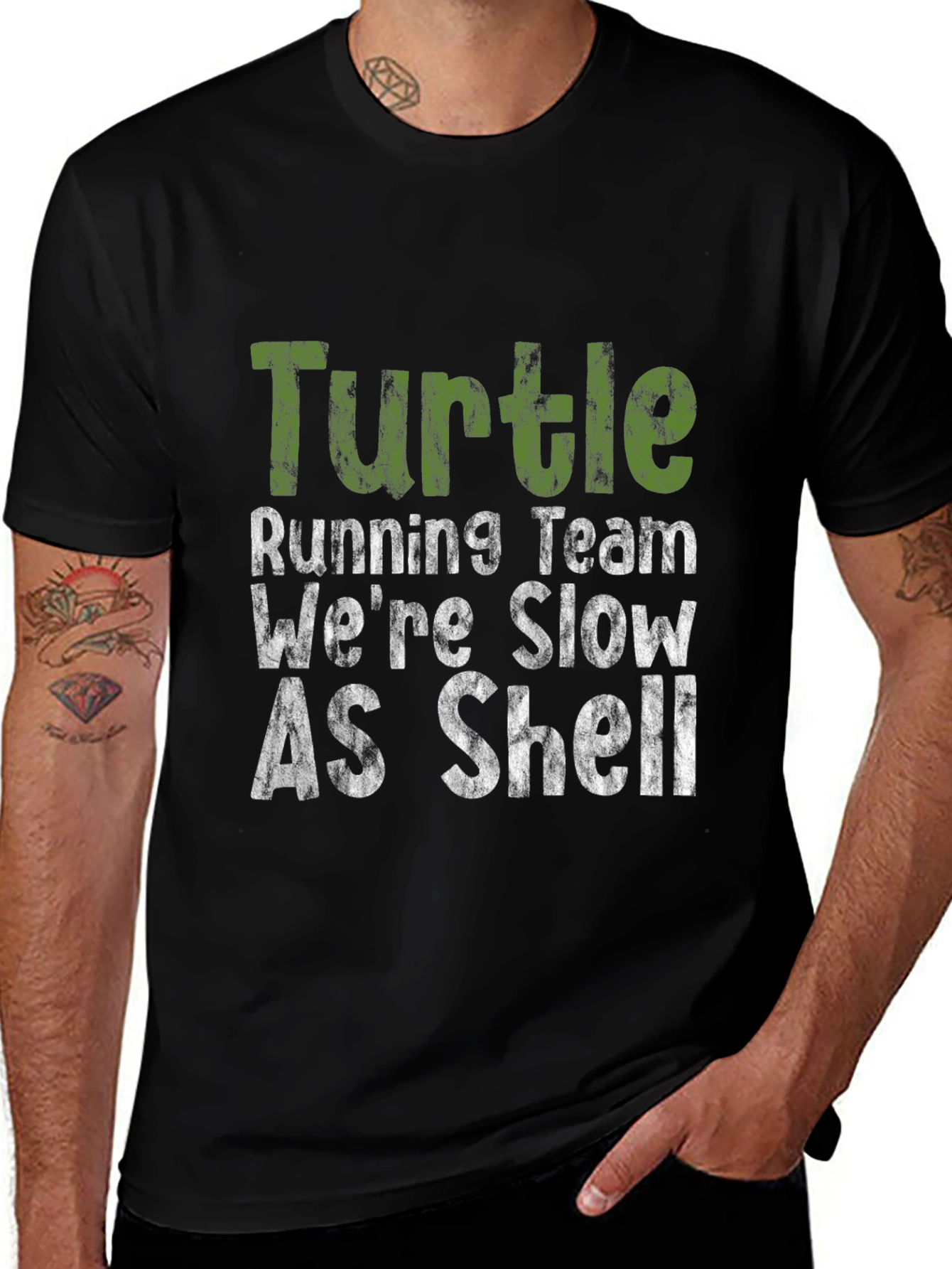 Turtle Running Team Funny Graphic T-Shirt