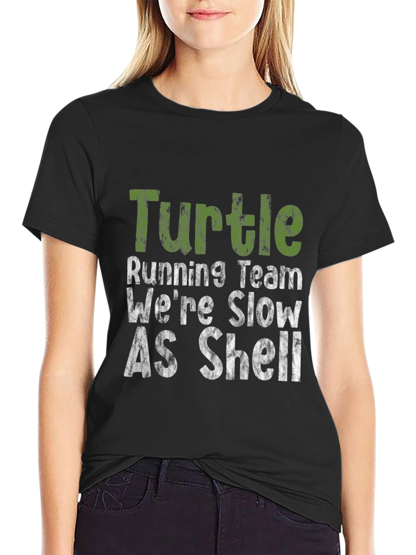 Turtle Running Team Funny Graphic T-Shirt