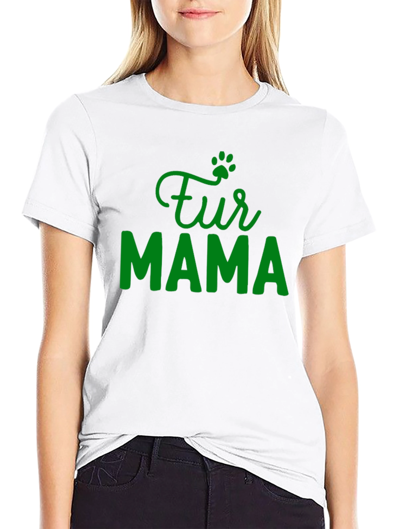 Fur Mama Paw Print Graphic T-Shirt - Black