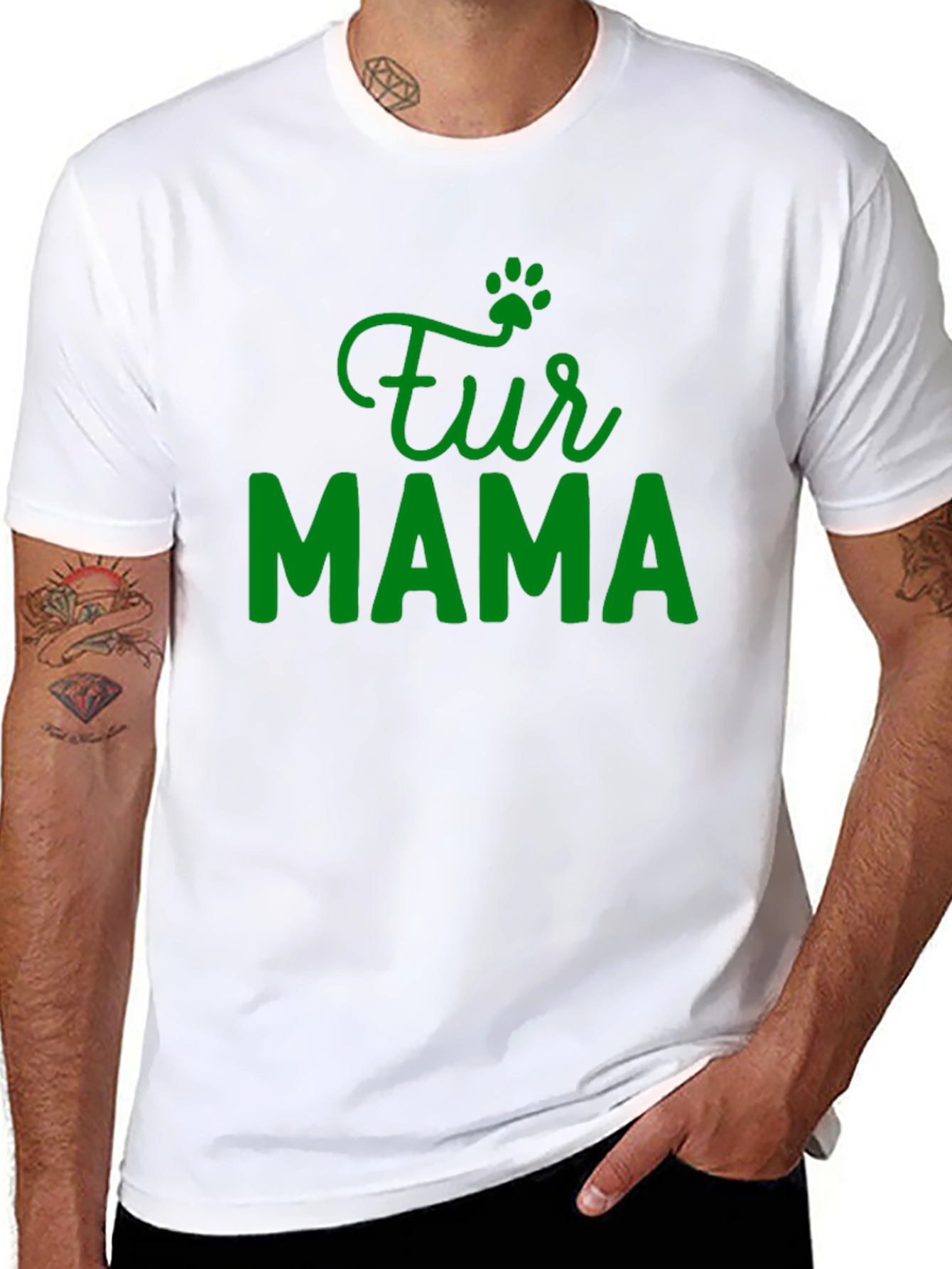 Fur Mama Paw Print Graphic T-Shirt - Black