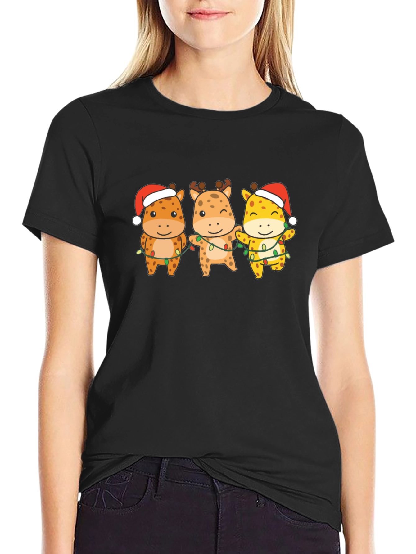 Festive Giraffe Christmas T-Shirt