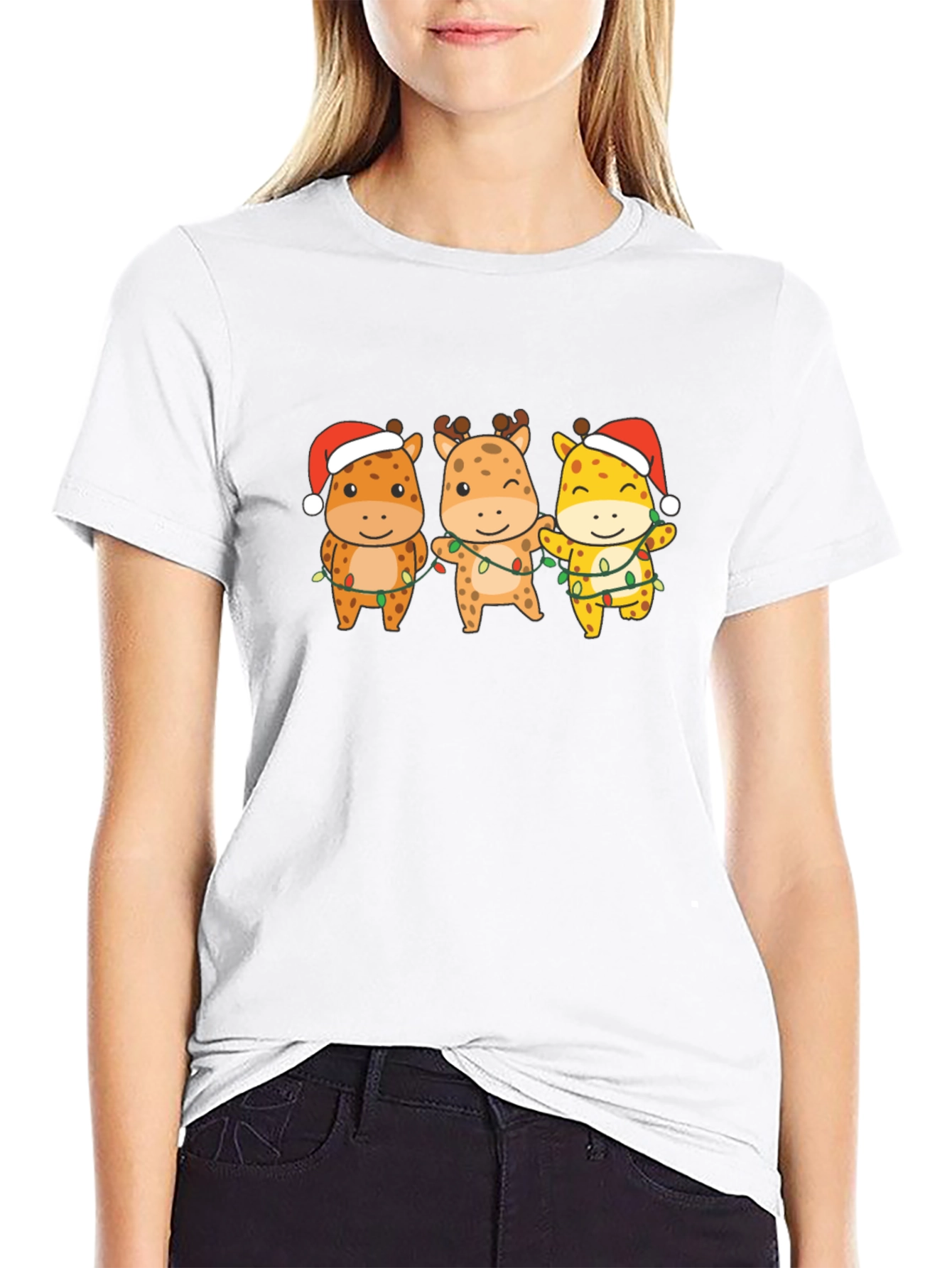 Festive Giraffe Christmas T-Shirt