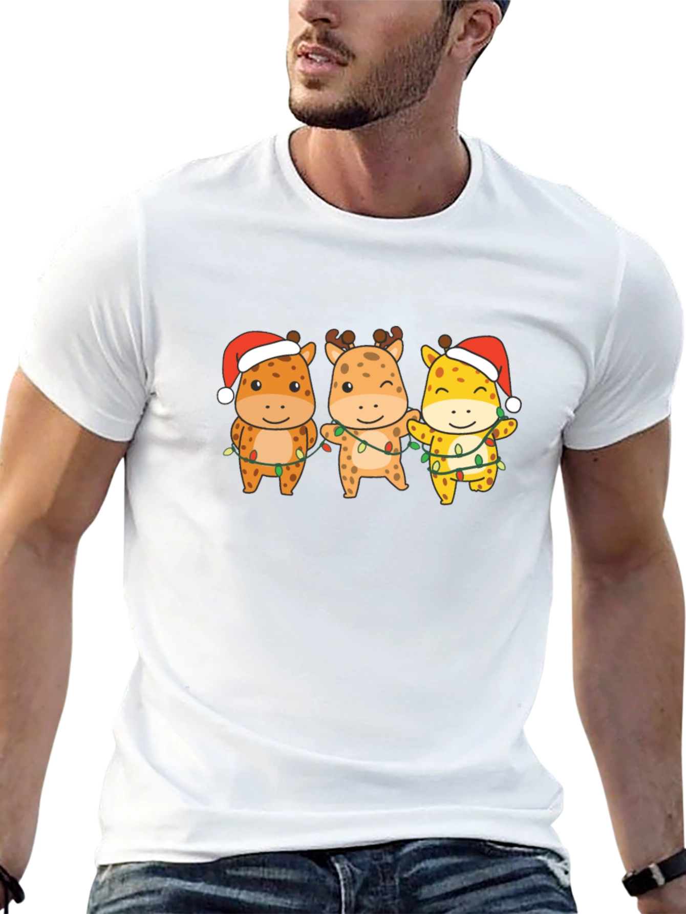 Festive Giraffe Christmas T-Shirt