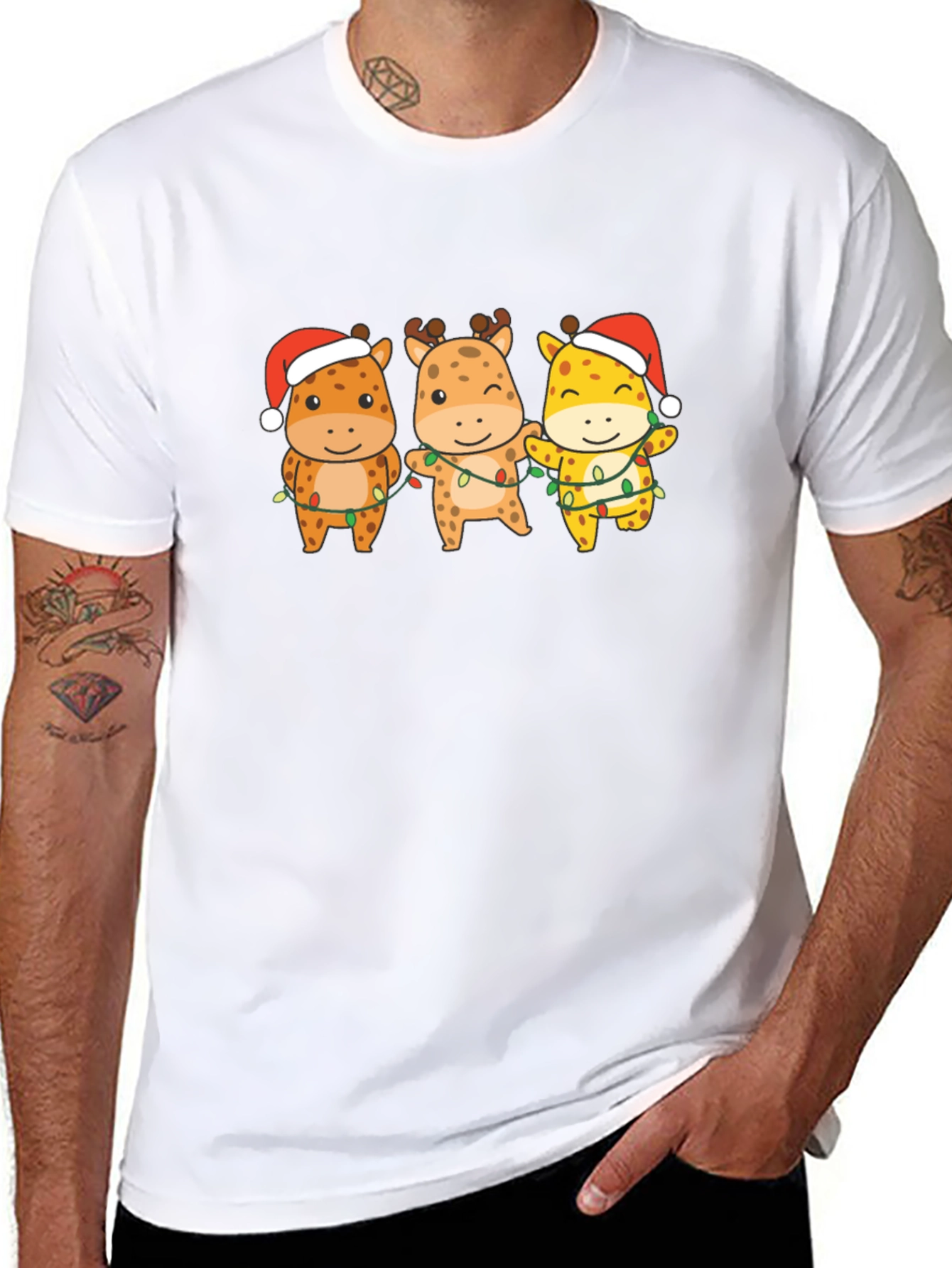 Festive Giraffe Christmas T-Shirt