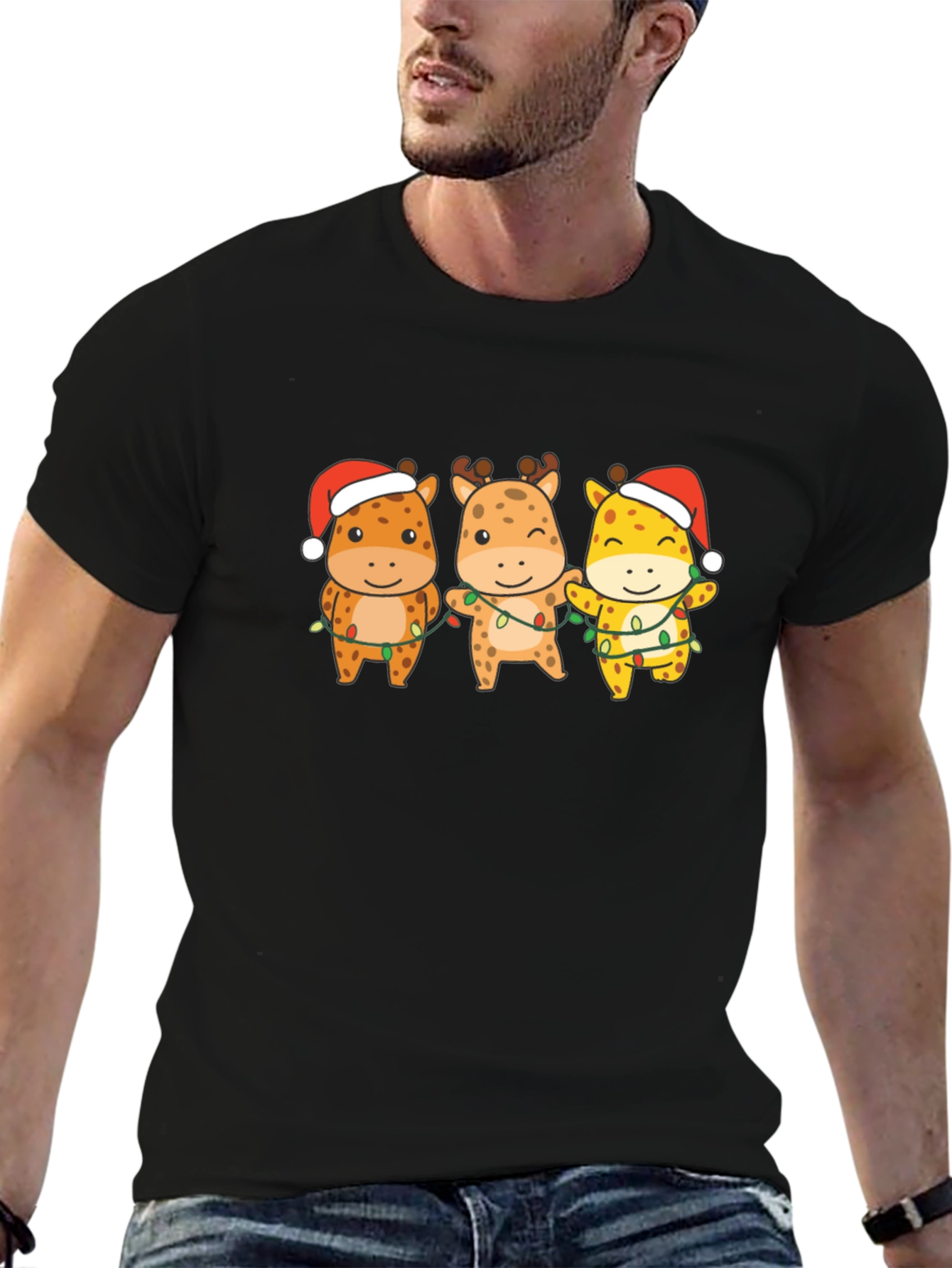 Festive Giraffe Christmas T-Shirt
