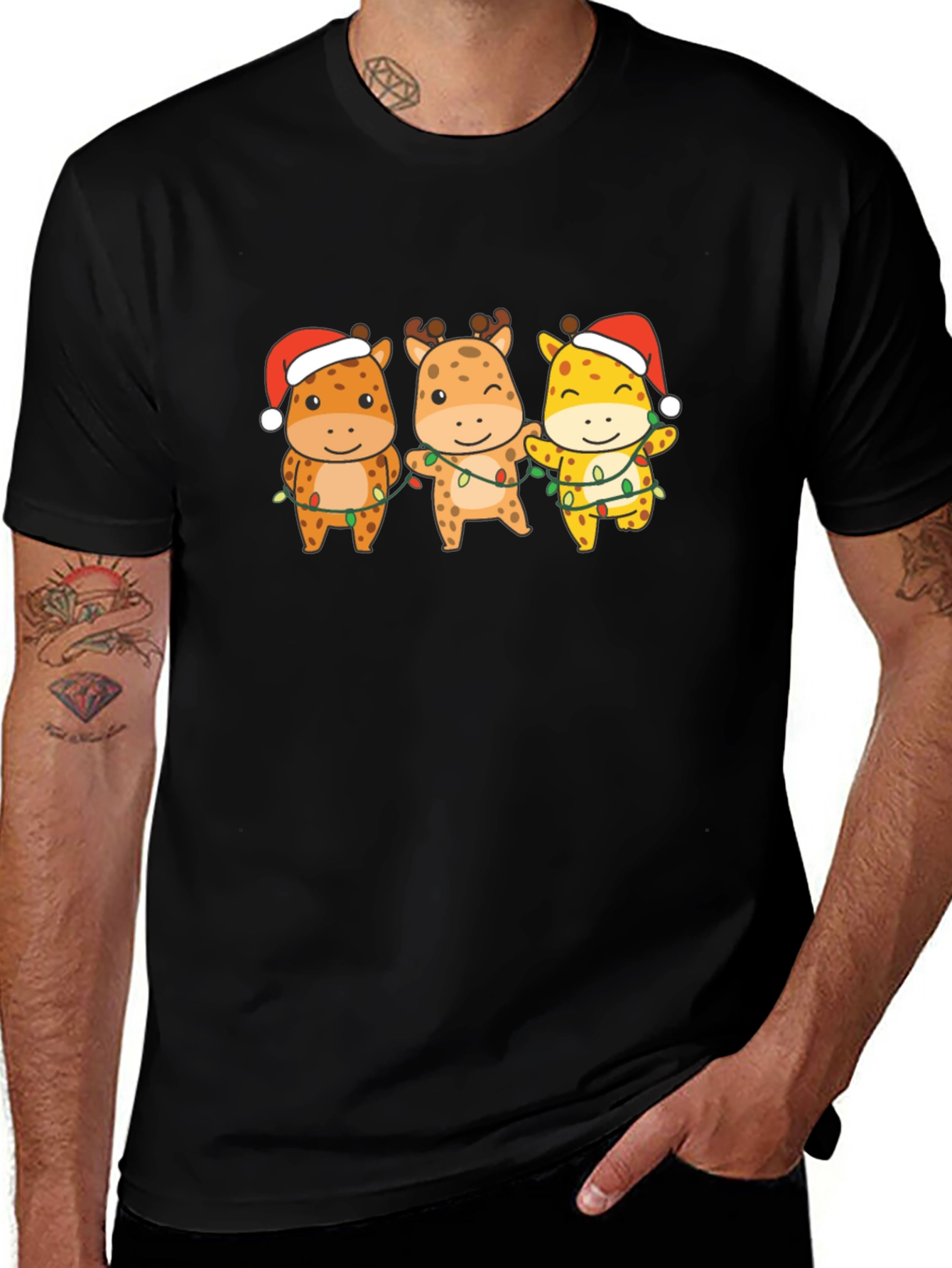 Festive Giraffe Christmas T-Shirt