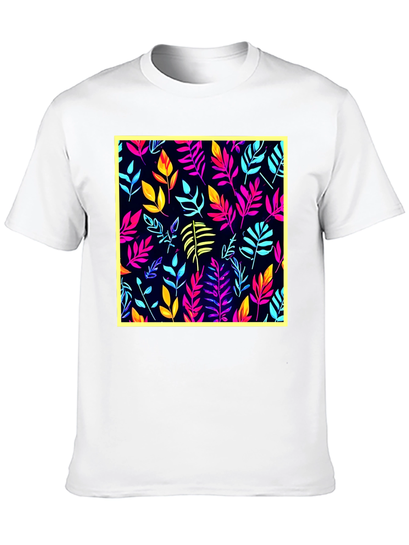 Vibrant Leaf Print T-Shirt - Stylish Casual Wear