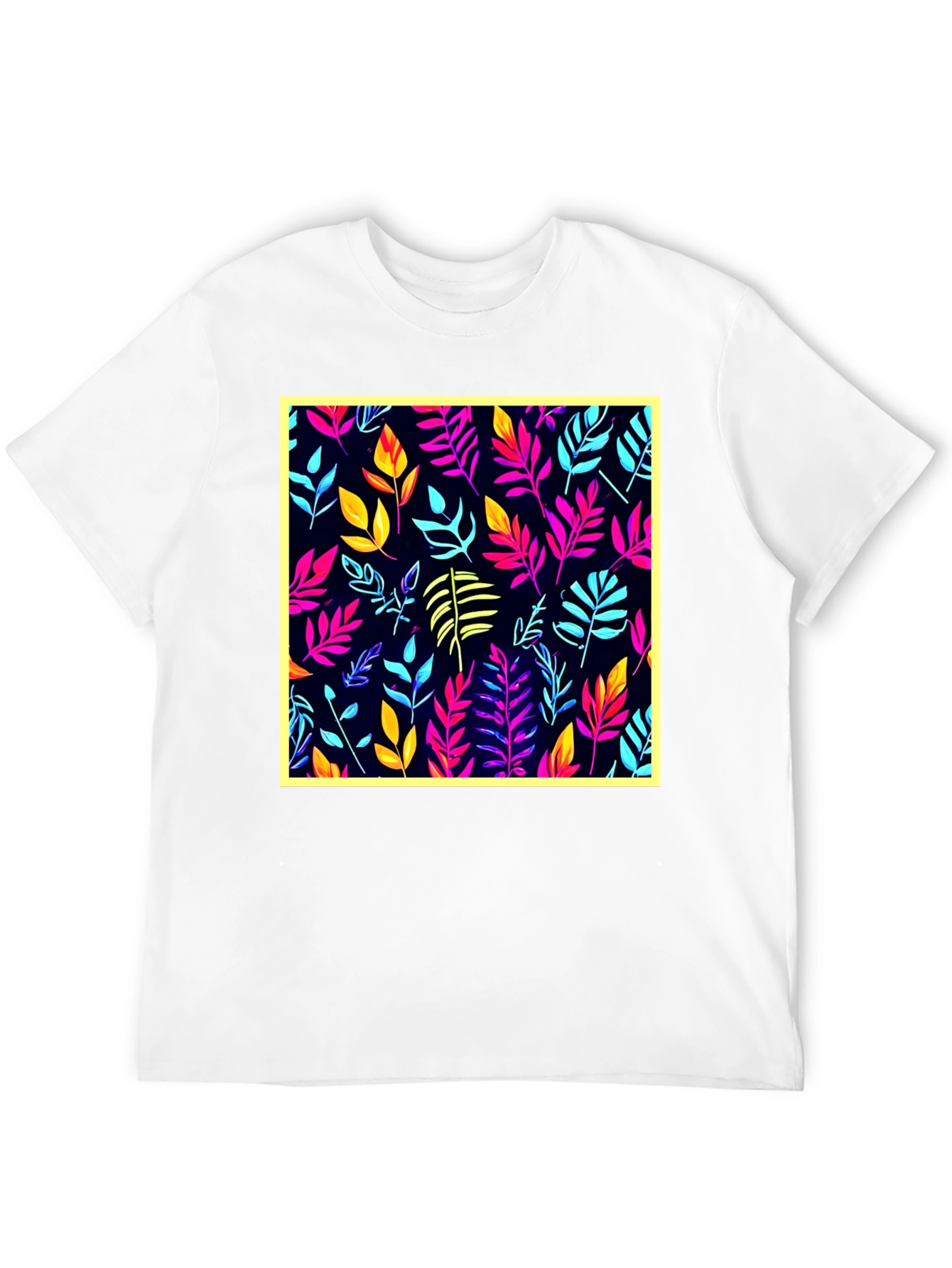 Vibrant Leaf Print T-Shirt - Stylish Casual Wear